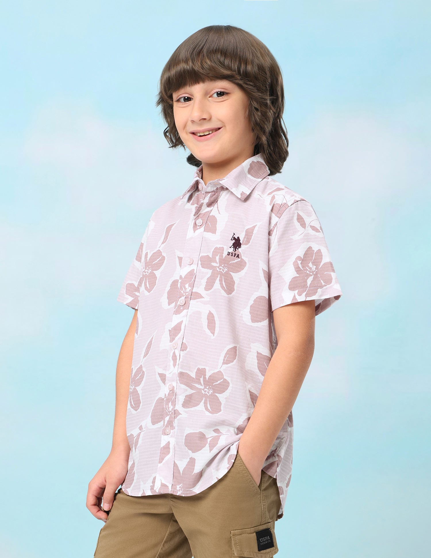 Floral Printed Regular Fit Shirt Peach - U.S. Polo Assn. India | Large