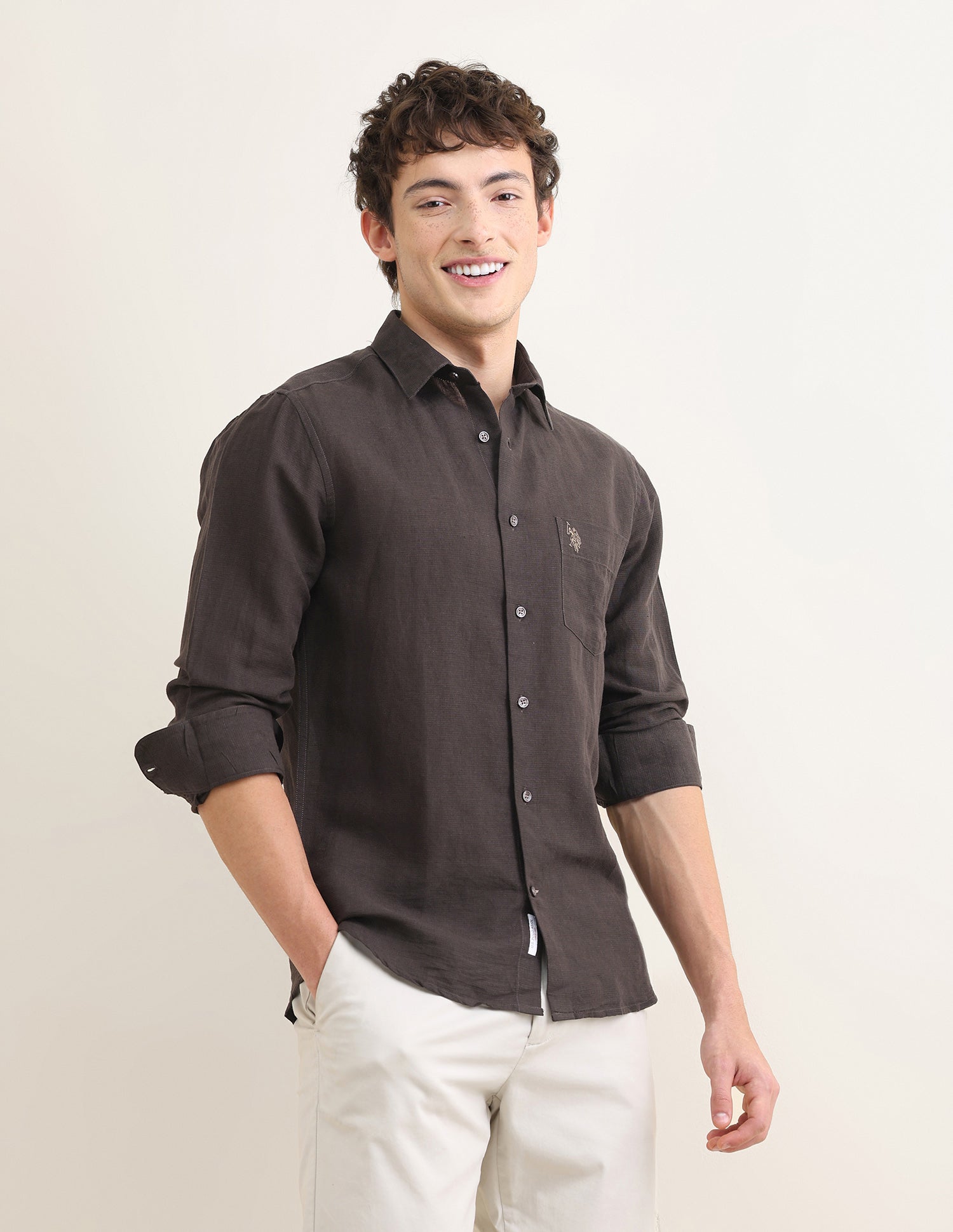 Sotogrande Regular Fit Shirt Choco - U.S. Polo Assn. India | Large