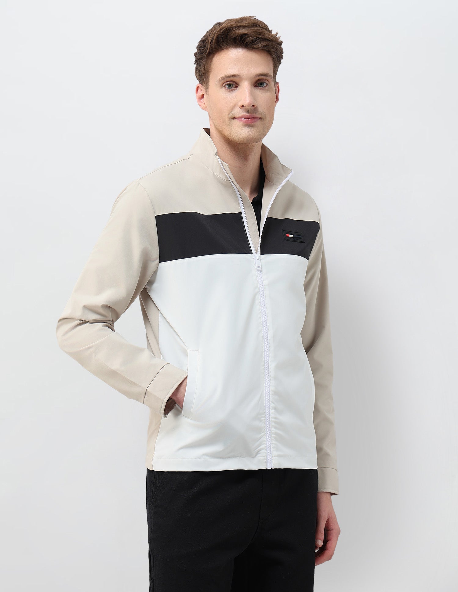 Colour Blocked Regular Fit Casual Jacket Beige - U.S. POLO ASSN. | Large