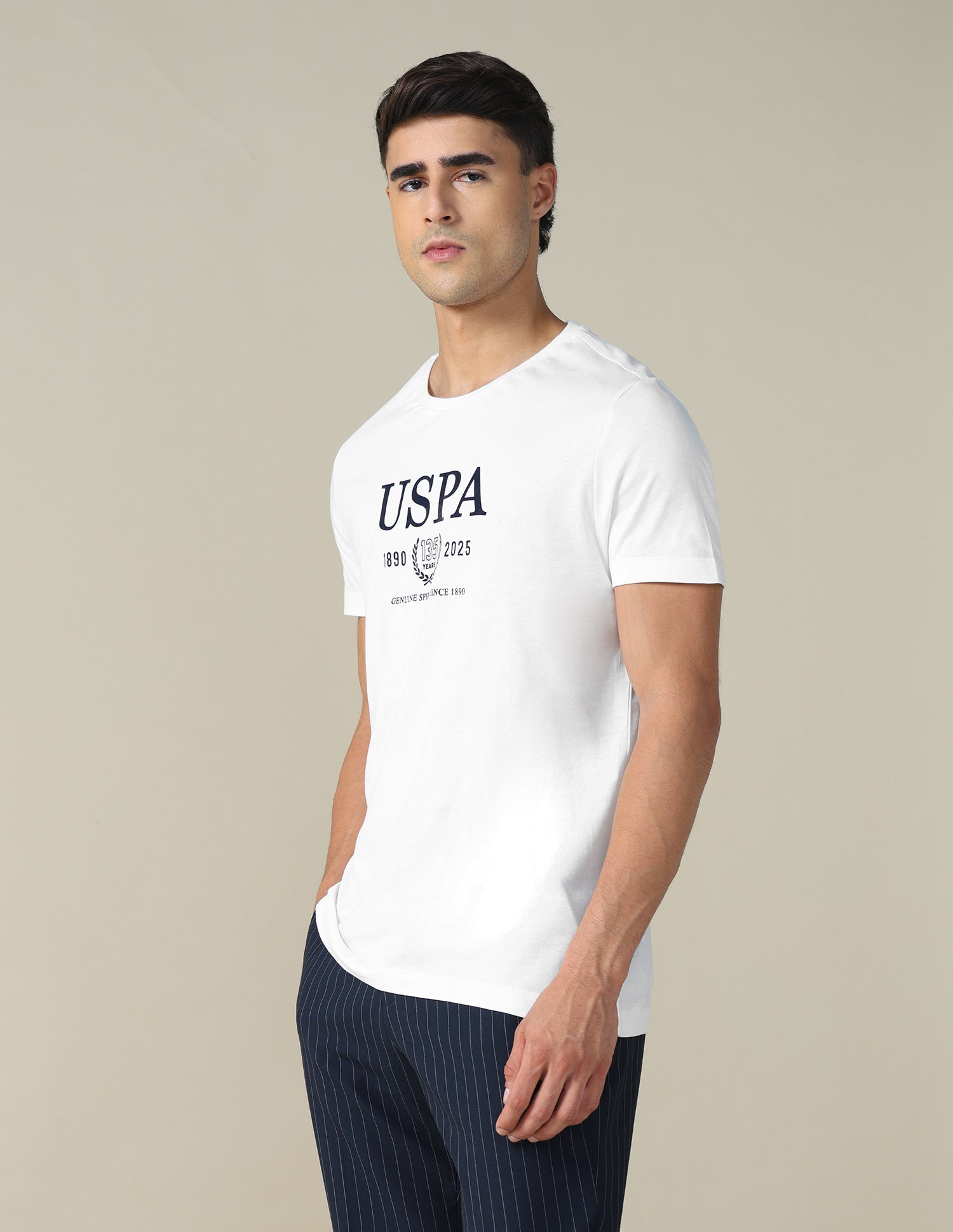 Brand Printed Regular Fit T-shirt Ivory - U.S. POLO ASSN. | Large