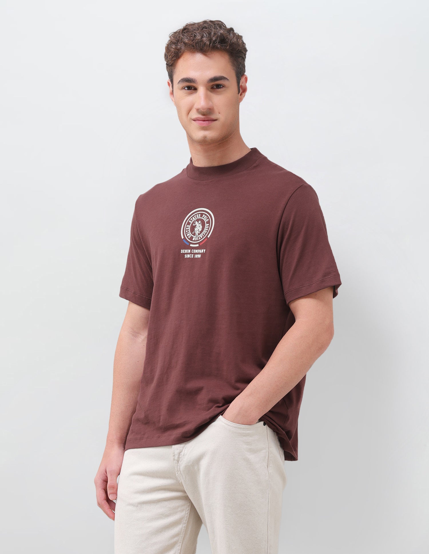 Solid Relaxed Fit T-Shirt Maroon - U.S. Polo Assn. India | Large