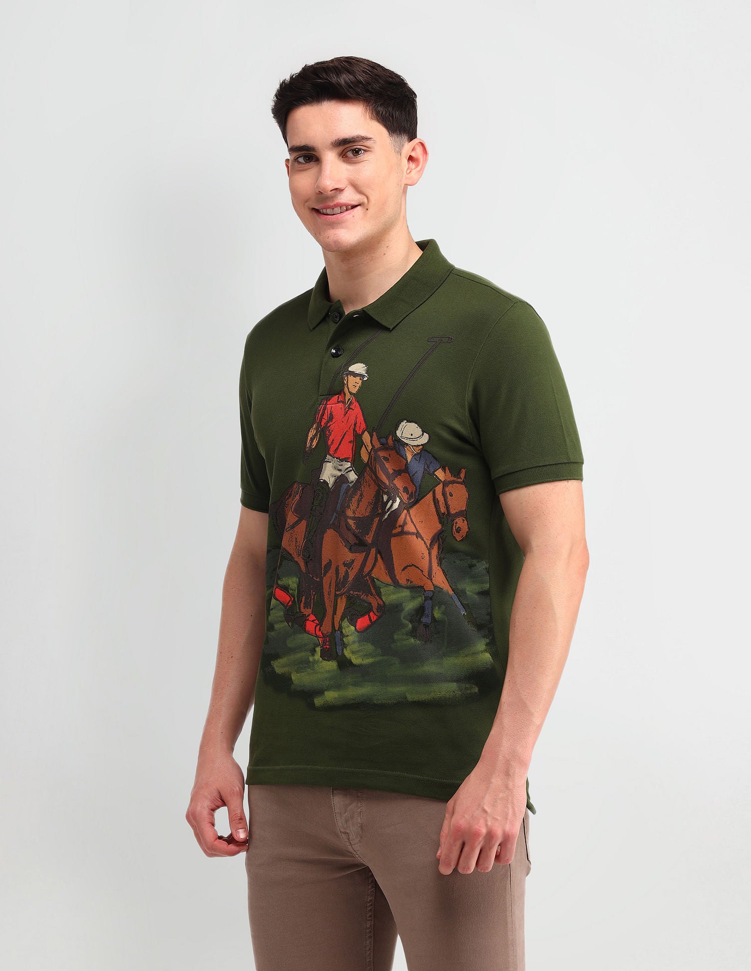 Outdoor Muscle Fit Brand Polo Shirt Dark Green - U.S. POLO ASSN. | Large