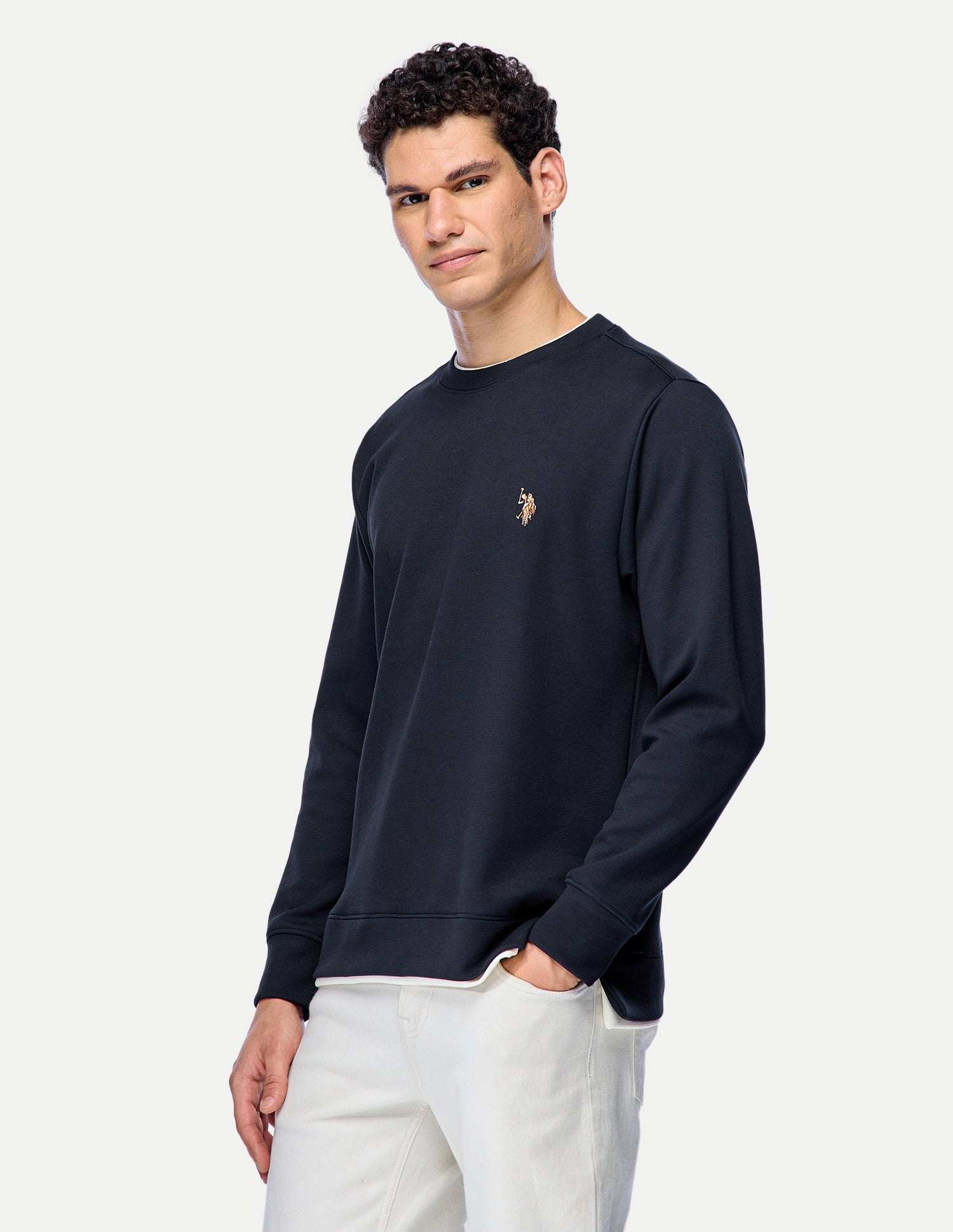 Solid Regular Fit Sweatshirt Navy - U.S. Polo Assn. India | Large