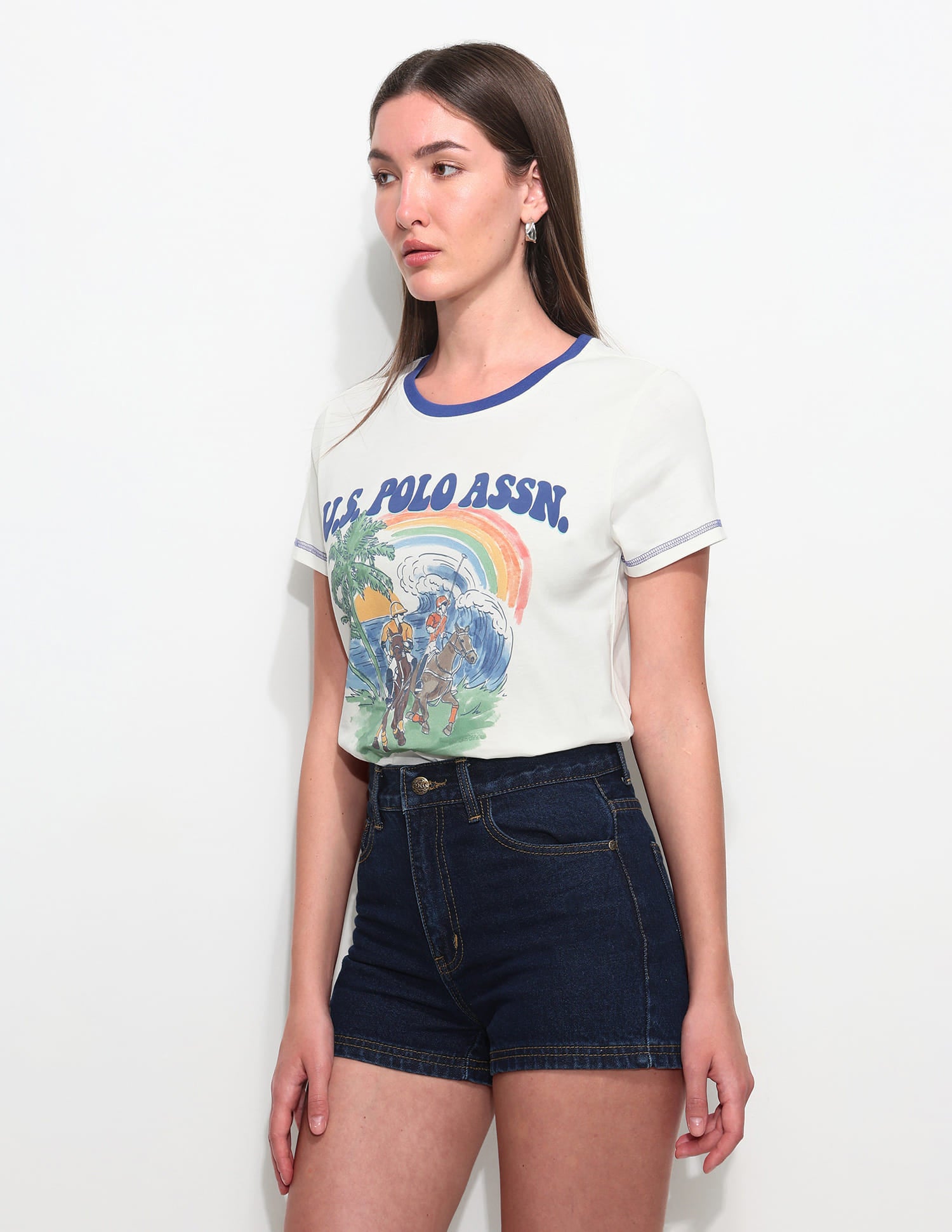 Regular Fit Digital Print T-Shirt White - U.S. Polo Assn. India | Large