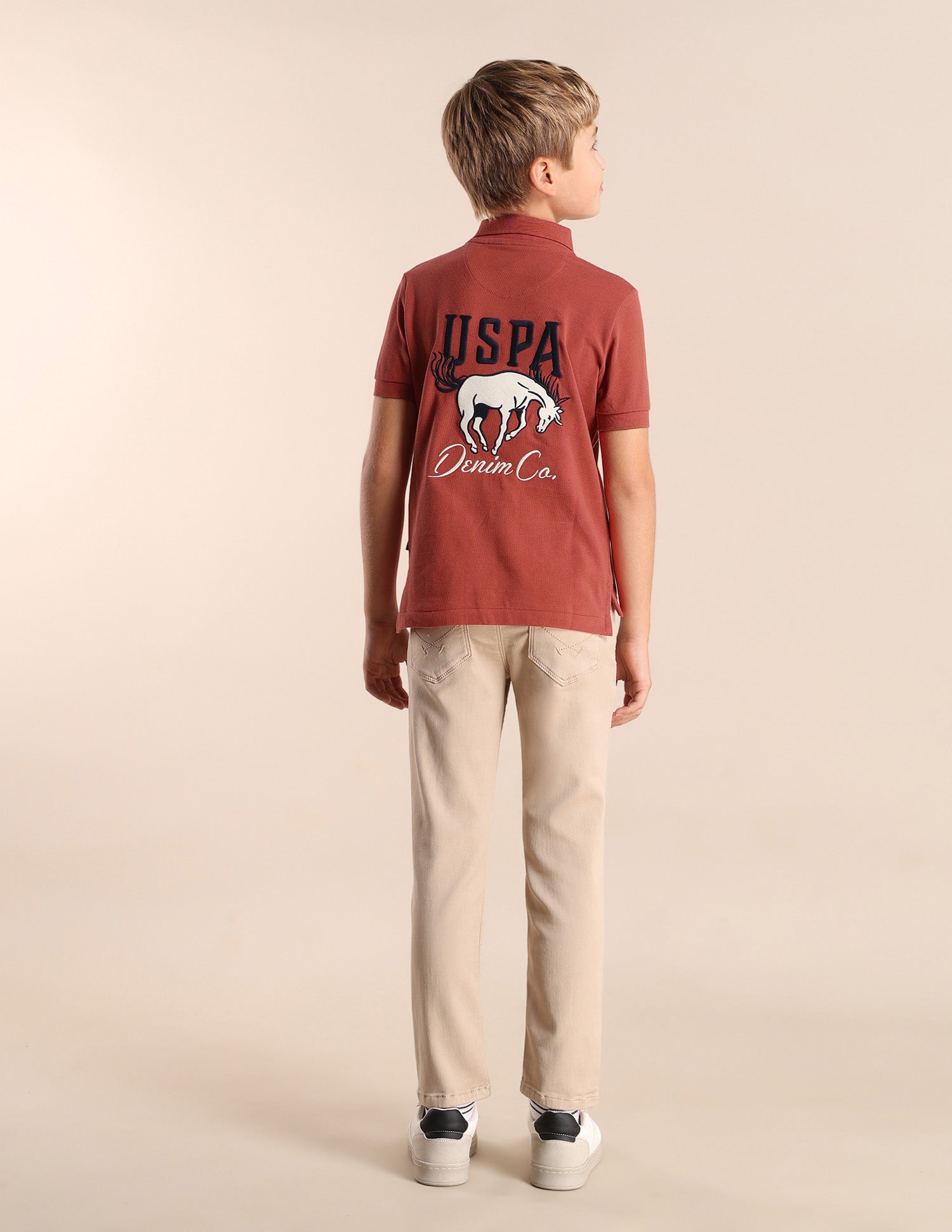 Boys Brand Printed Regular Fit Polo Shirt Medium Red - U.S. POLO ASSN. | Large