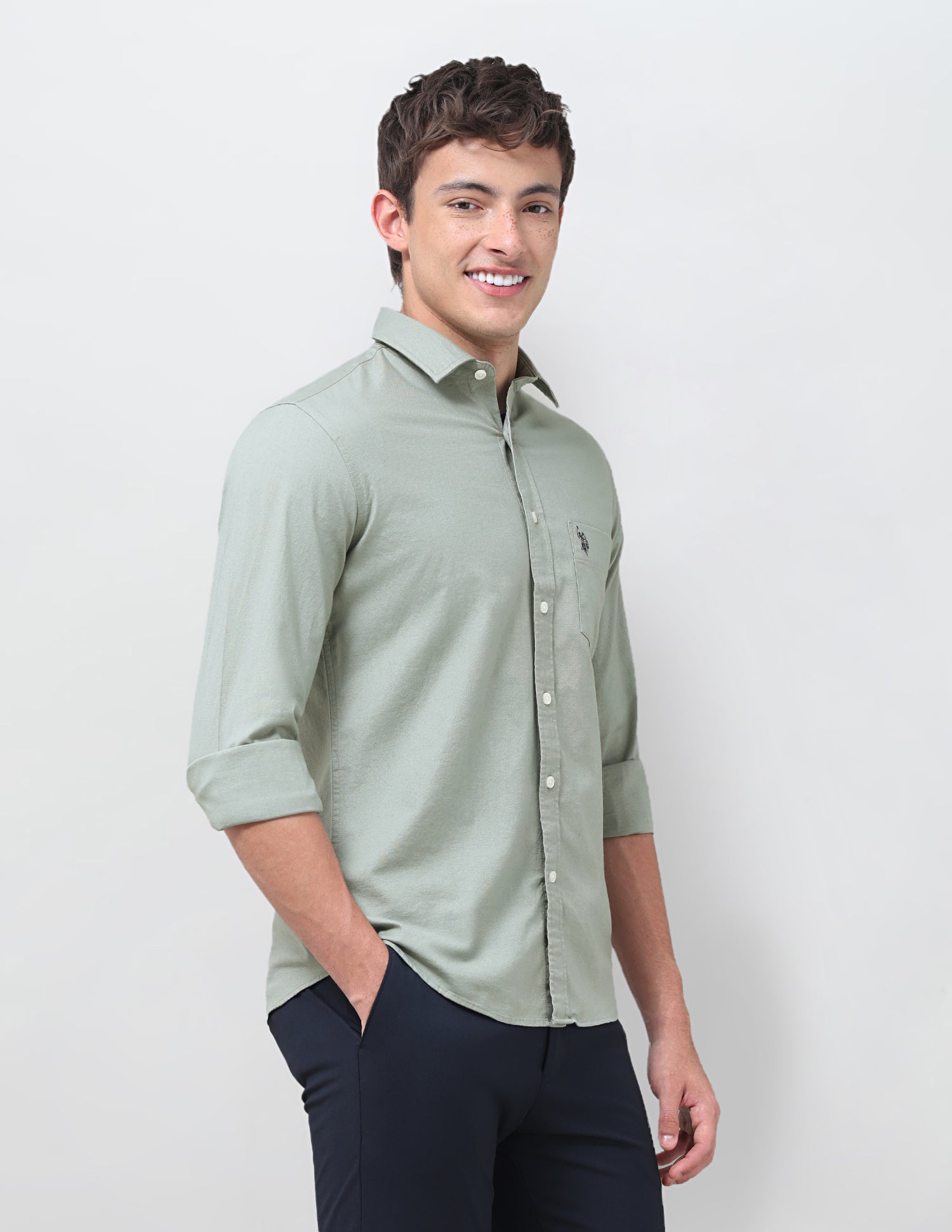 Tailored Fit Oxford Shirt Green - U.S. Polo Assn. India | Large