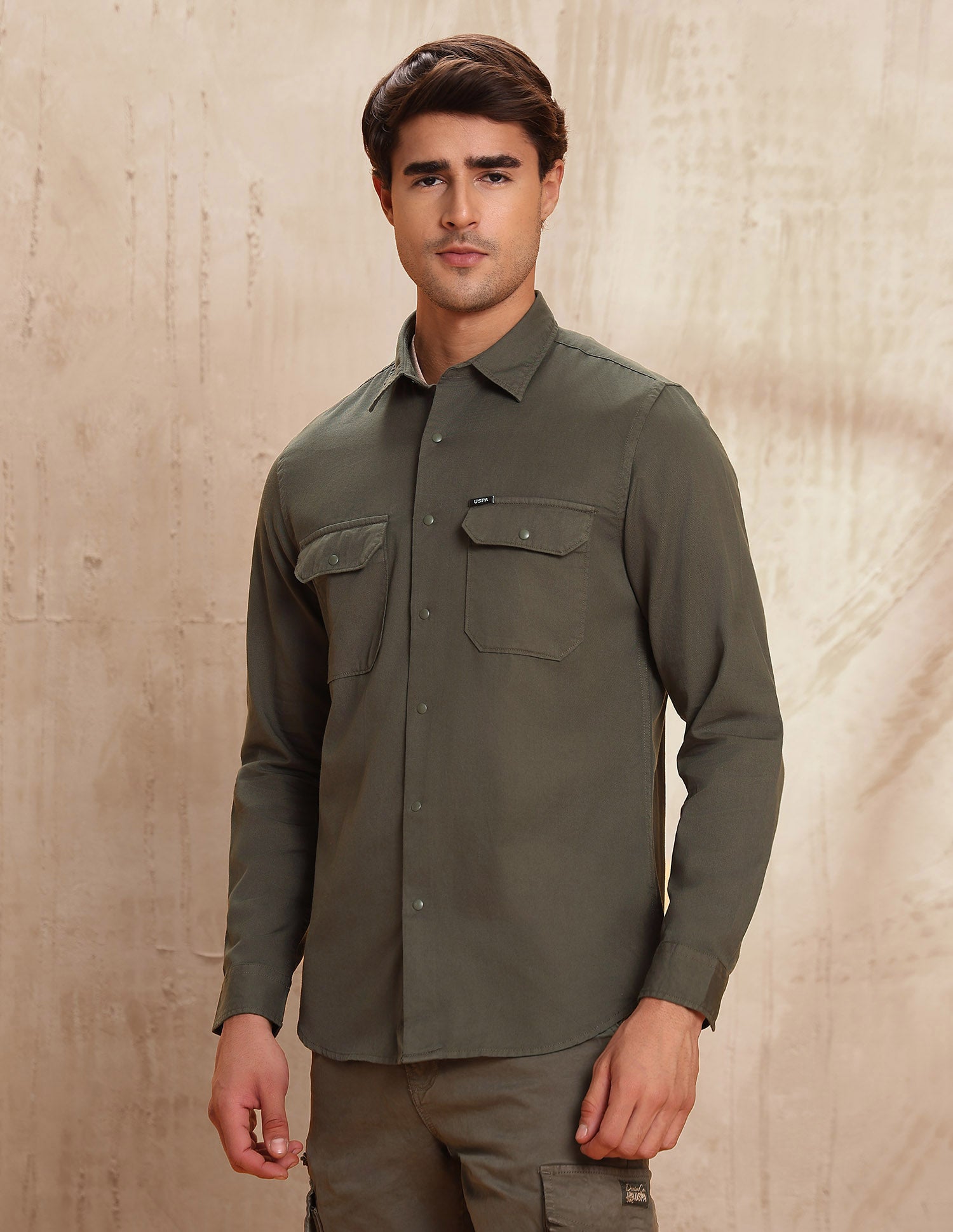 Slim Fit Pure Cotton Shirt Olive - U.S. POLO ASSN. | Large