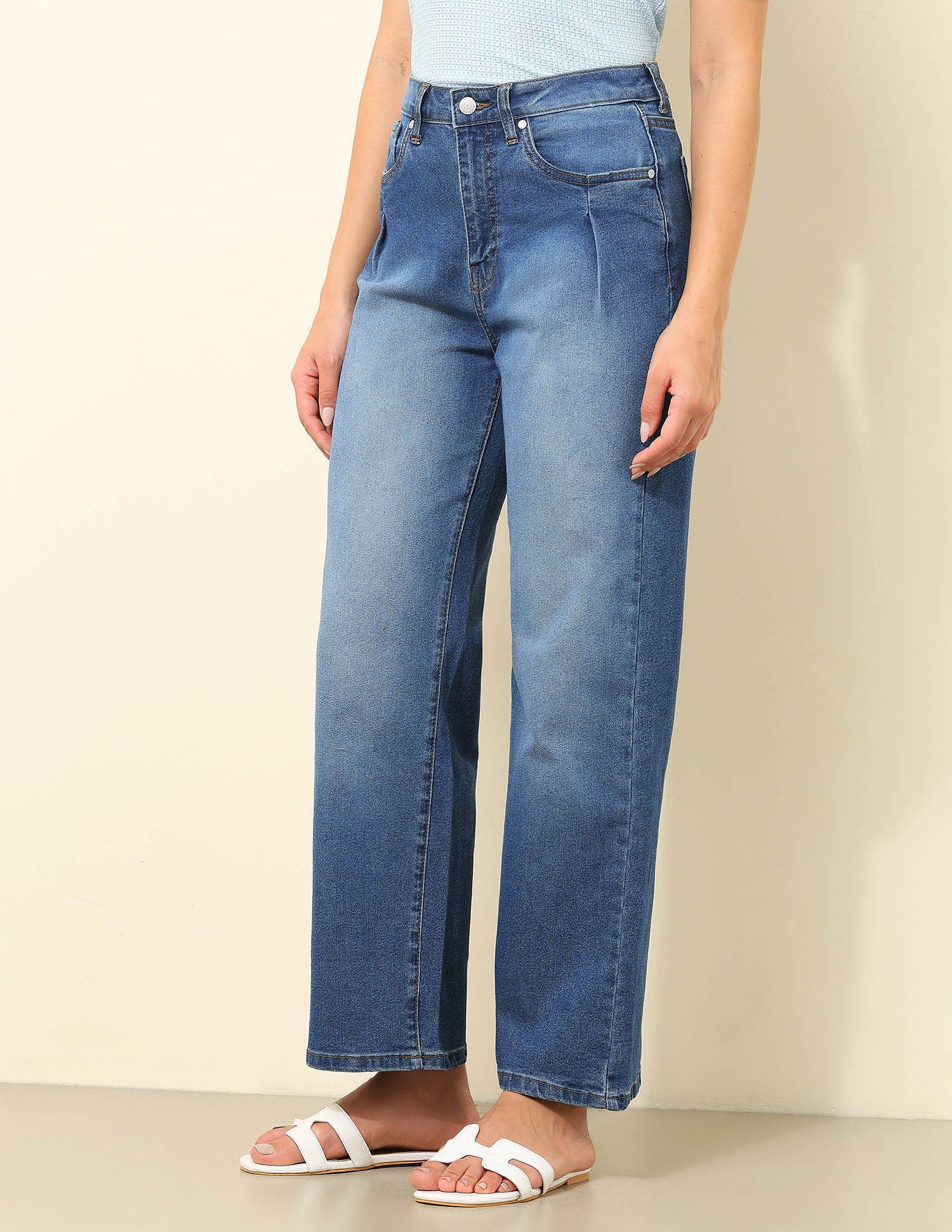 High Rise Wide Leg Fit Jeans Blue - U.S. POLO ASSN. | Large