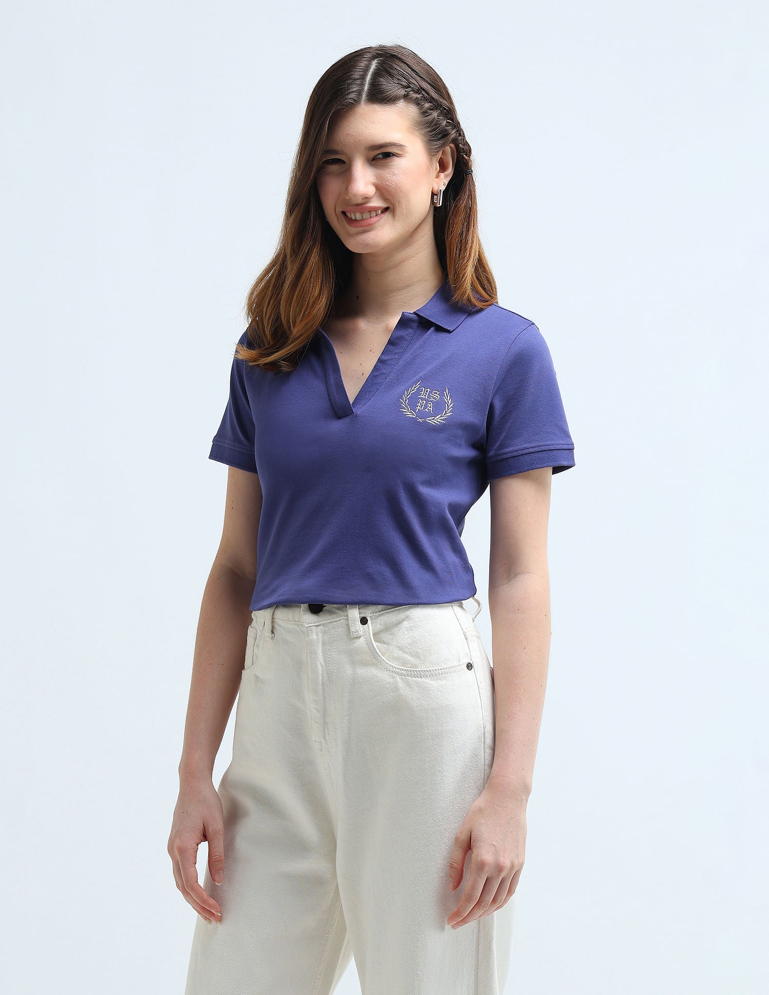 Lurex Branding Regular Polo Shirt Purple - U.S. POLO ASSN. | Large