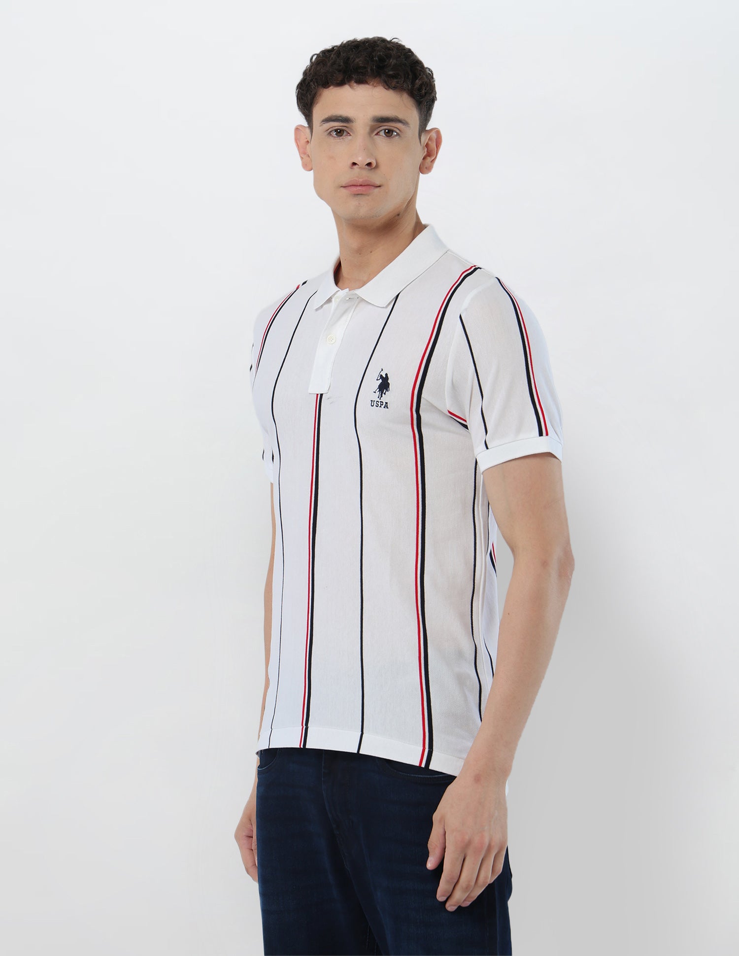 Vertical Striped Regular Fit Polo Shirt White - U.S. POLO ASSN. | Large