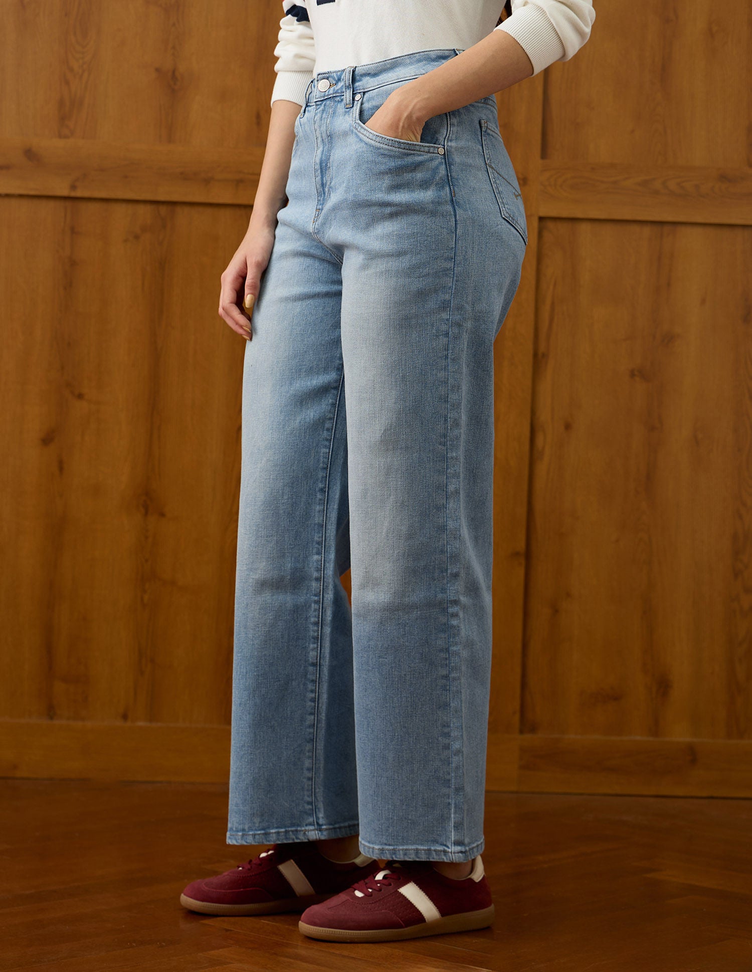 High Rise Wide Leg Fit Jeans Blue - U.S. POLO ASSN. | Large