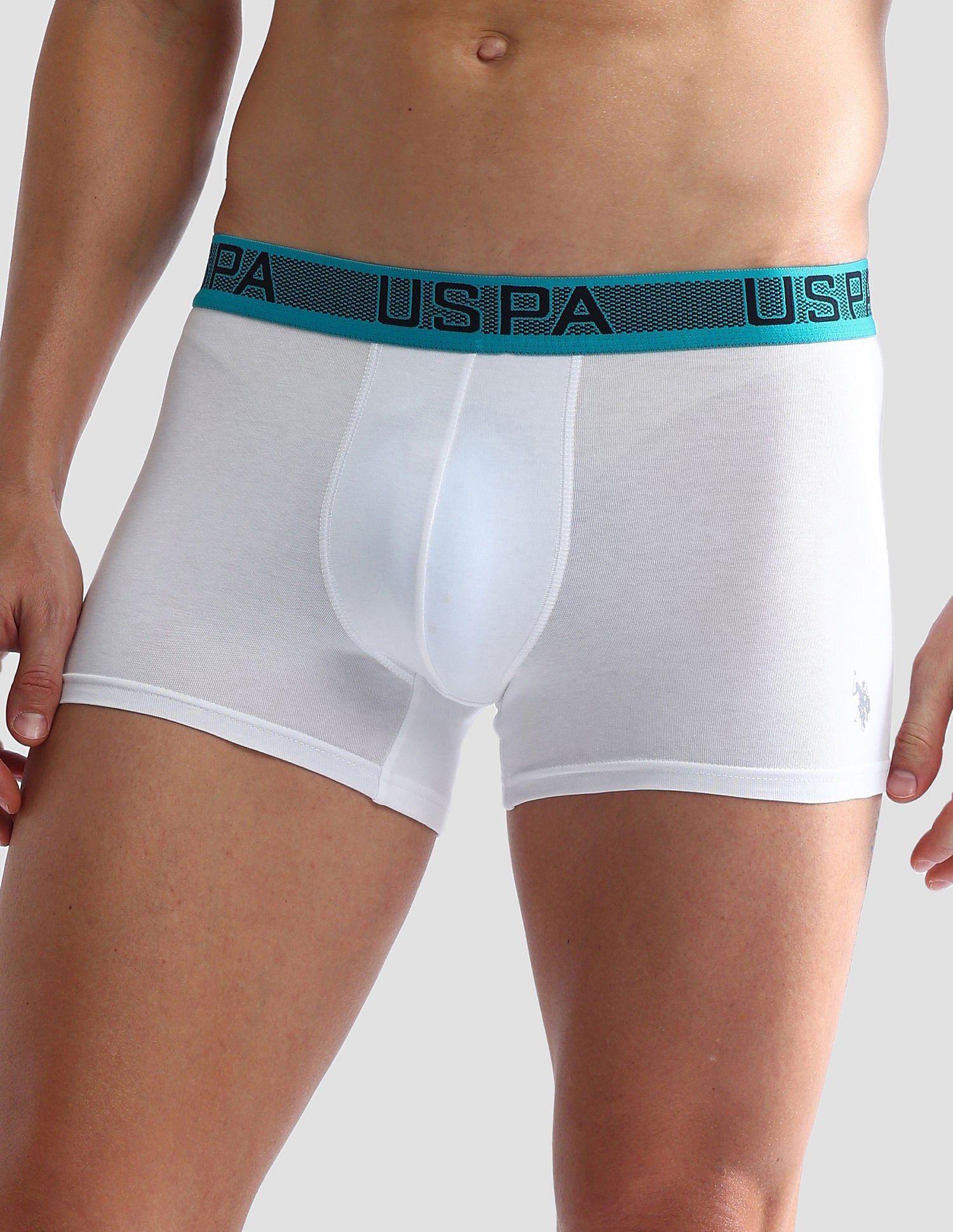 Contrast Waist Cotton Stretch OET04 Trunks - Pack Of 1 White - U.S. POLO ASSN. | Large