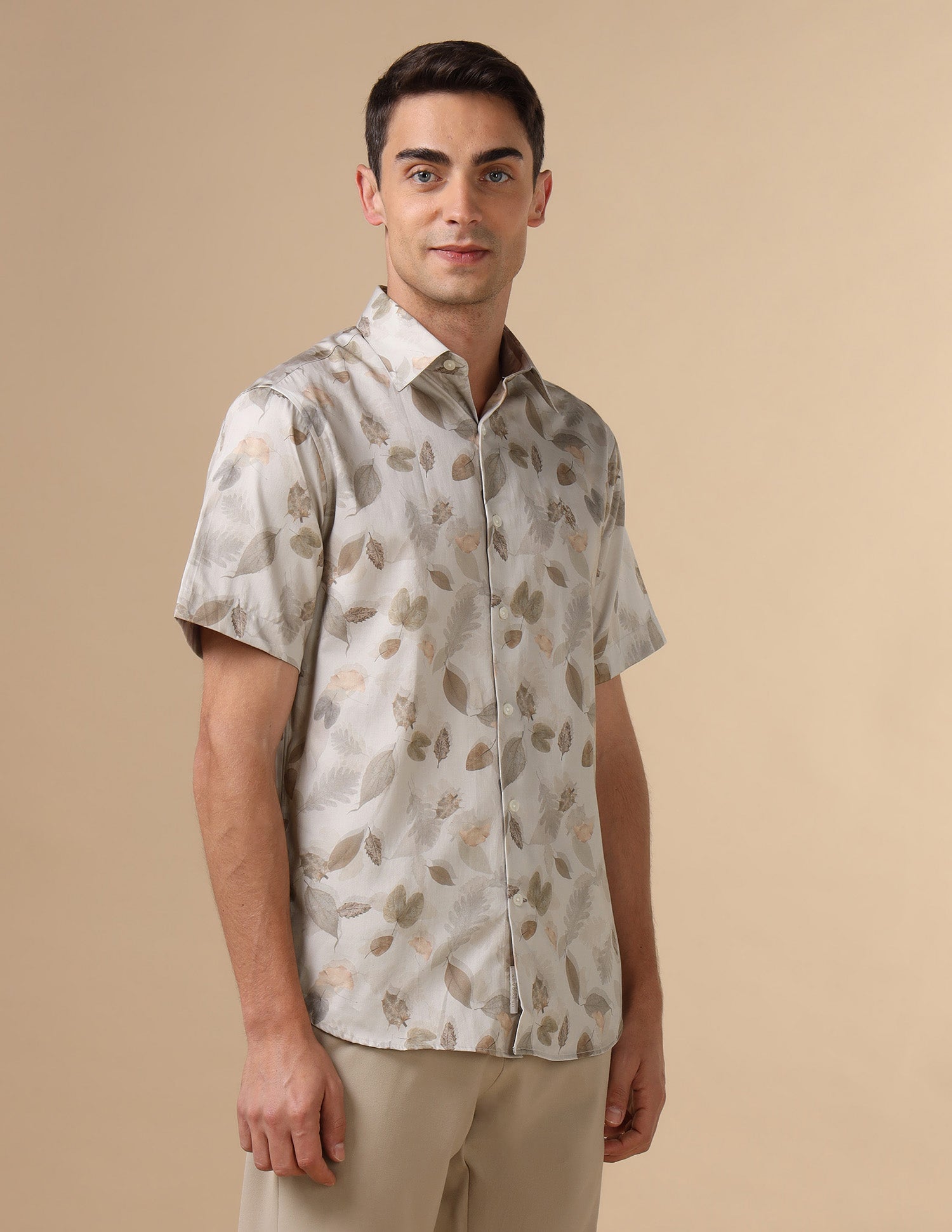 Tailored Fit Satin Shirt Beige - U.S. POLO ASSN. | Large