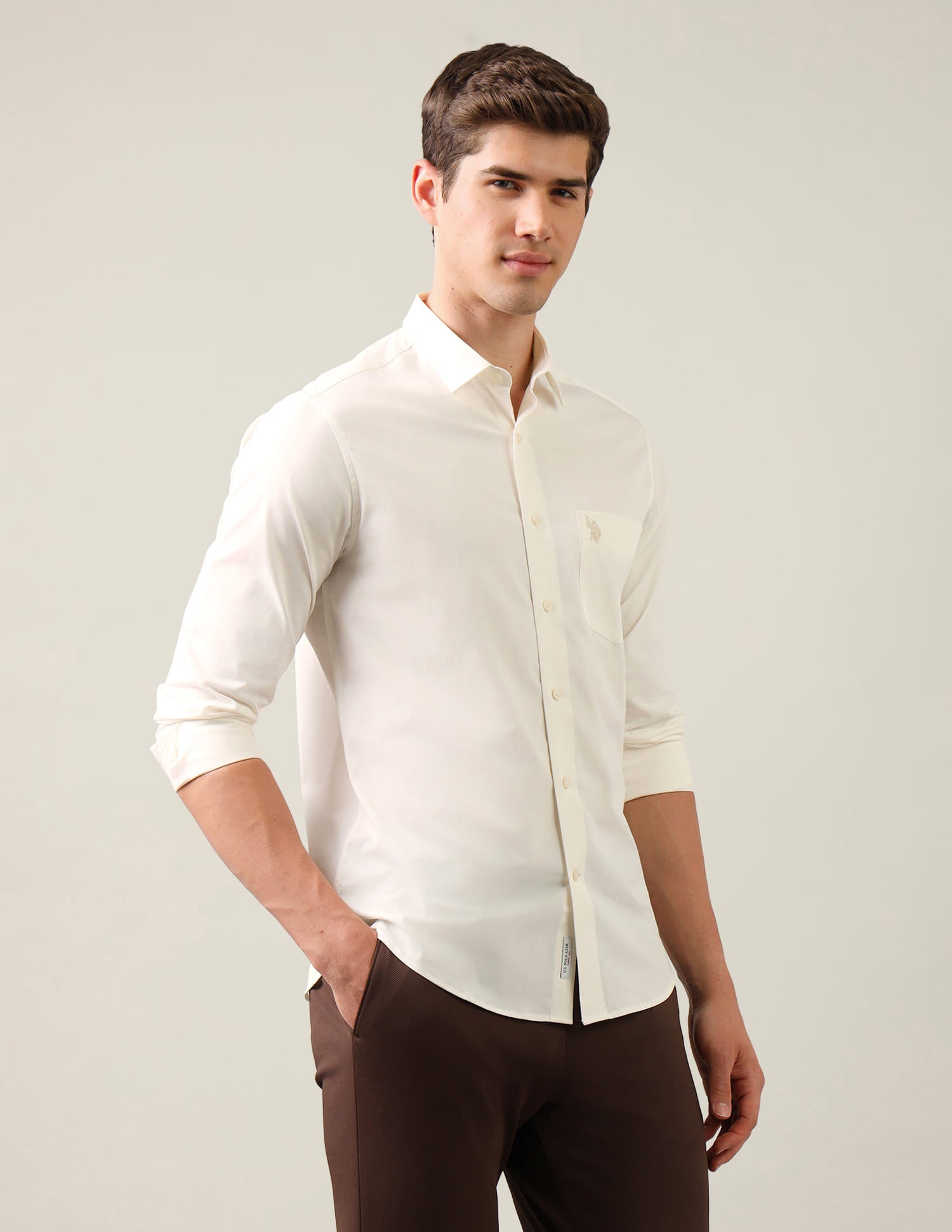 Tailored Fit Regular Shirt White - U.S. Polo Assn. India | Large