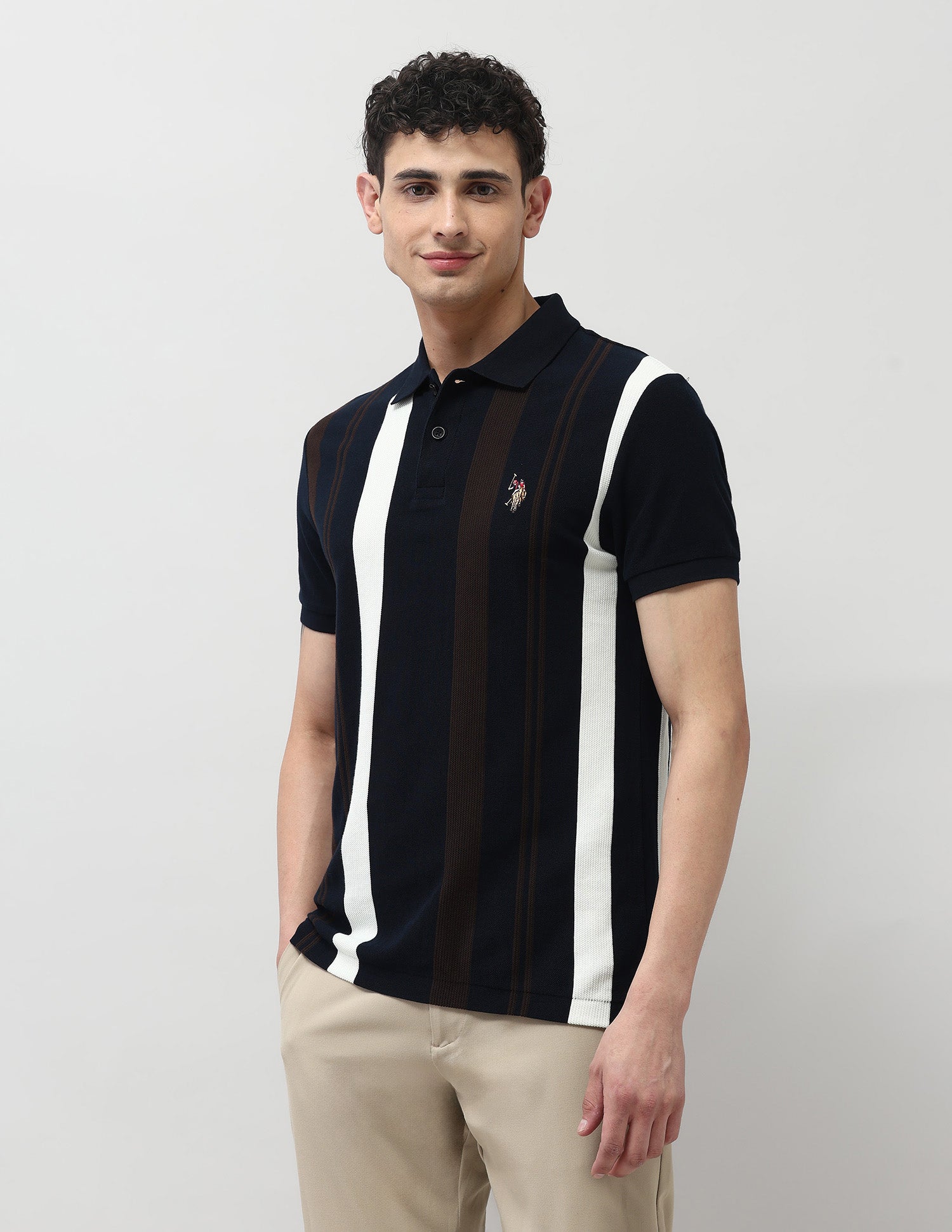 Vertical Striped Regular Fit Polo Shirt Navy - U.S. Polo Assn. India | Large