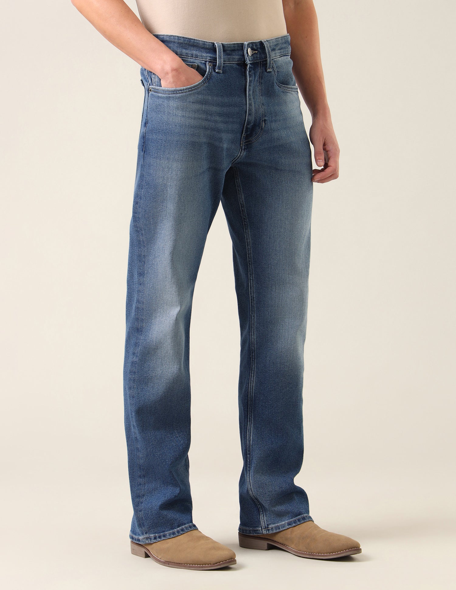 Connor Bootcut Fit Whiskered Jeans Mid Blue - U.S. Polo Assn. India | Large