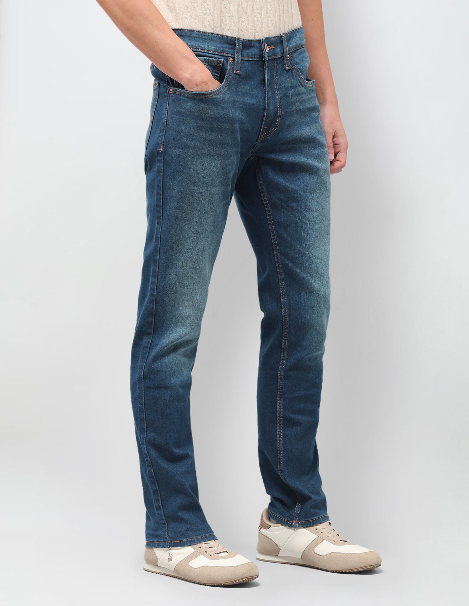 Solid Slim Fit Jeans Blue - U.S. Polo Assn. India | Large