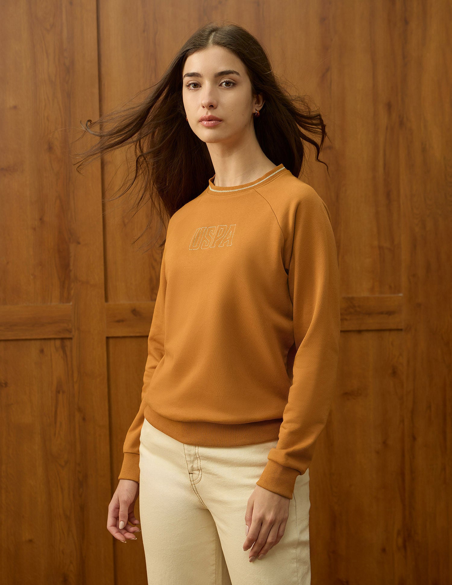 Brand Embroidered Sweatshirt Orange - U.S. POLO ASSN. | Large