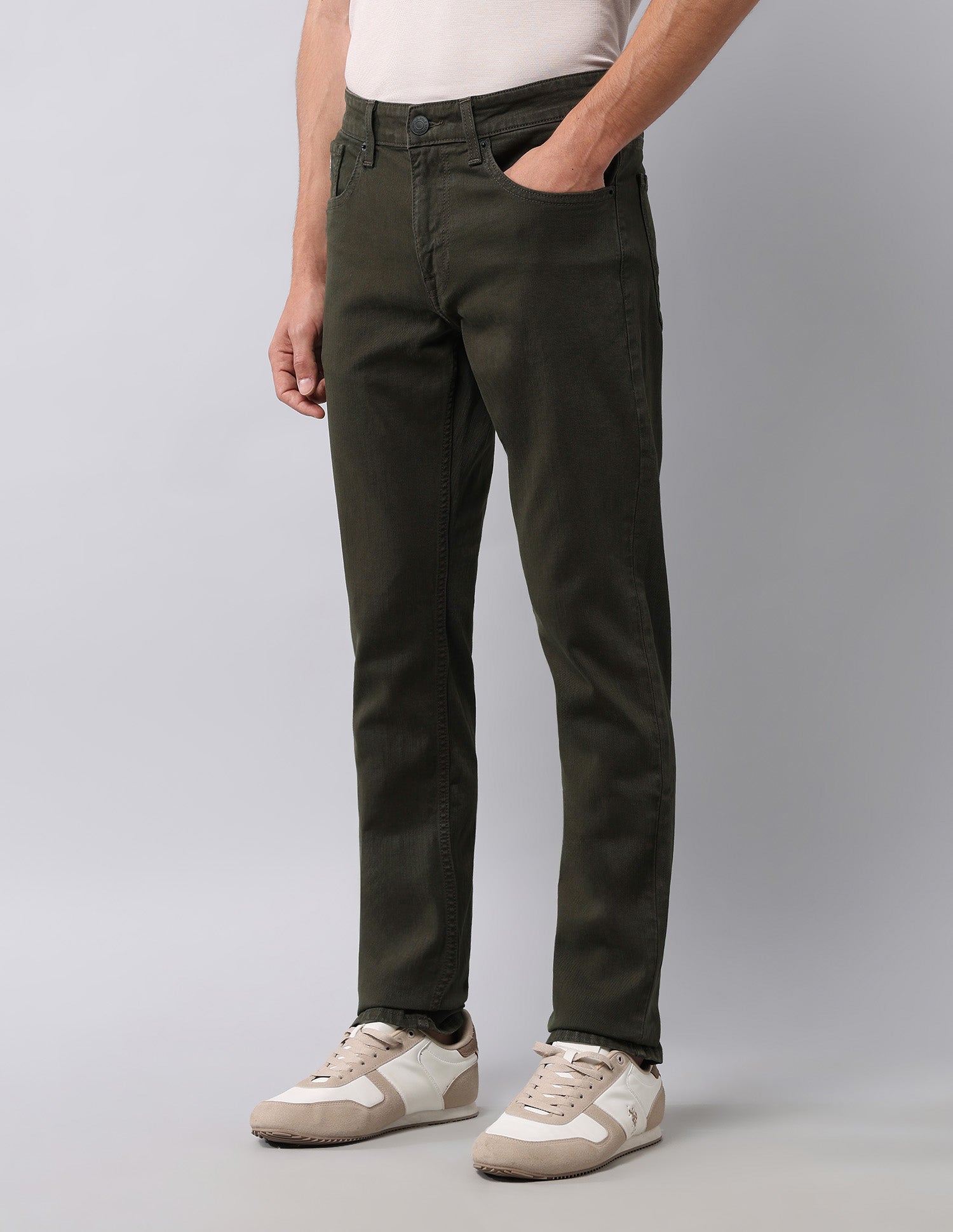 Brandon Slim Tapered Fit Green Jeans Olive - U.S. POLO ASSN. | Large