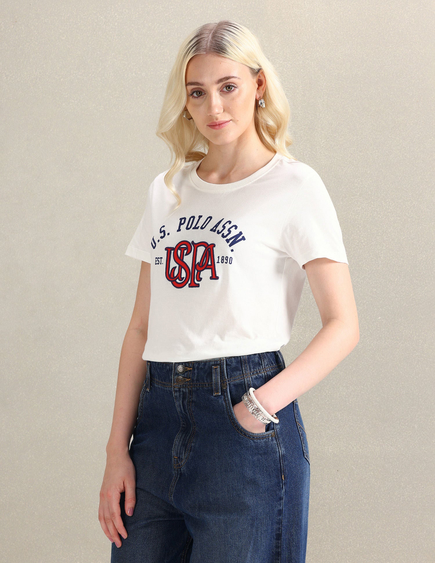 HD Print Pure Cotton T-Shirt White - U.S. POLO ASSN. | Large