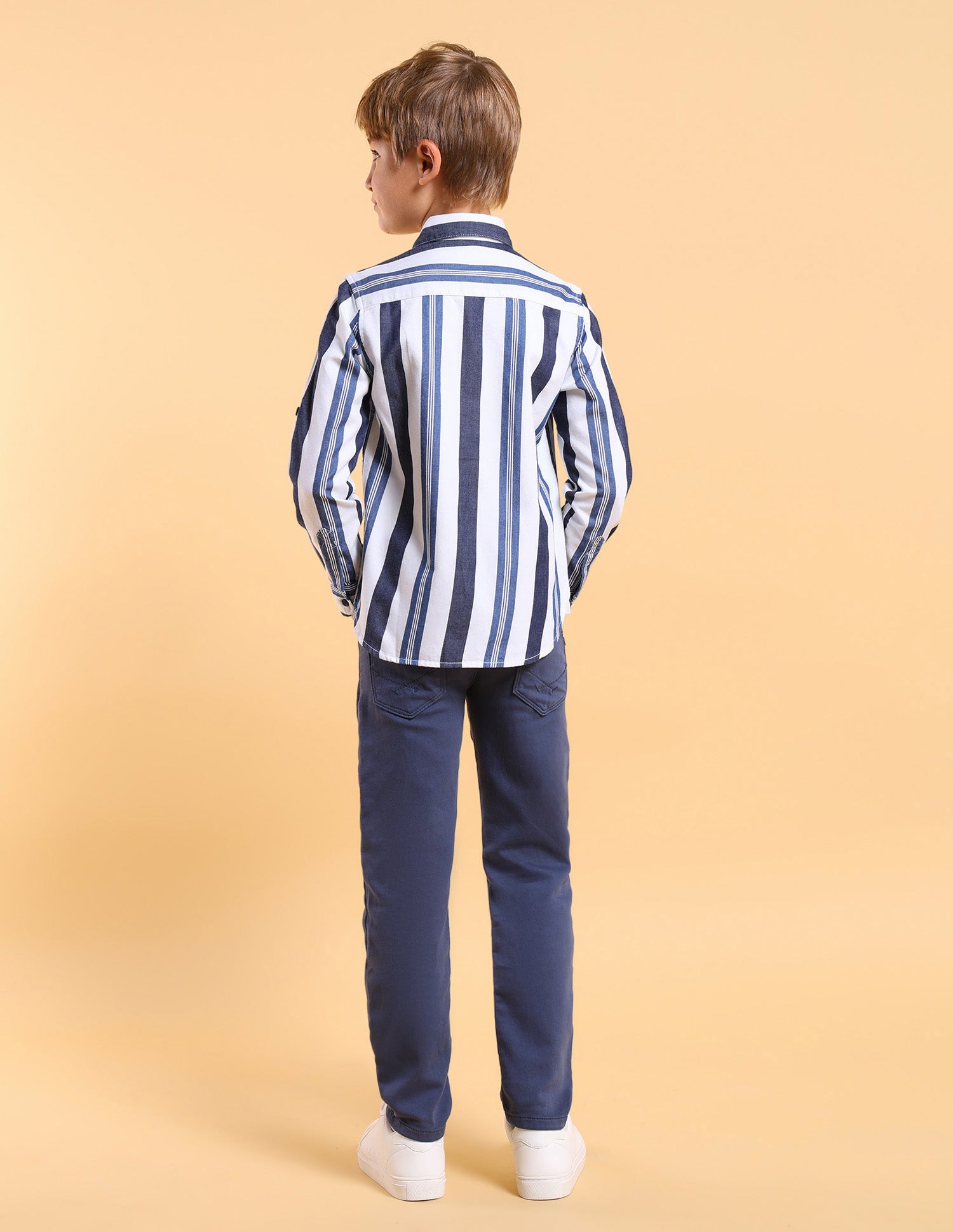 Boys Twill Vertical Striped Shirt Indigo - U.S. POLO ASSN. | Large