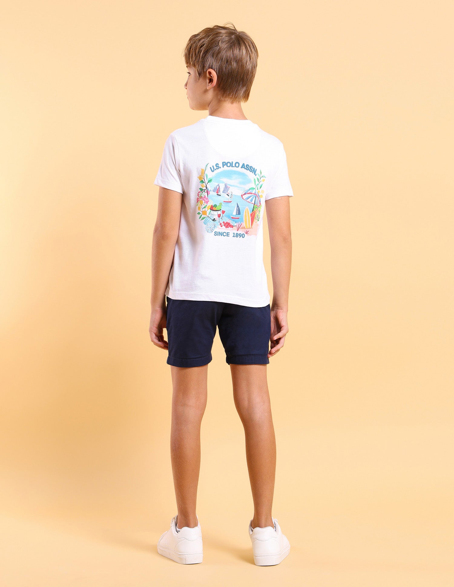 Boys Graphic Printed Regular Fit T-Shirt White - U.S. POLO ASSN. | Large