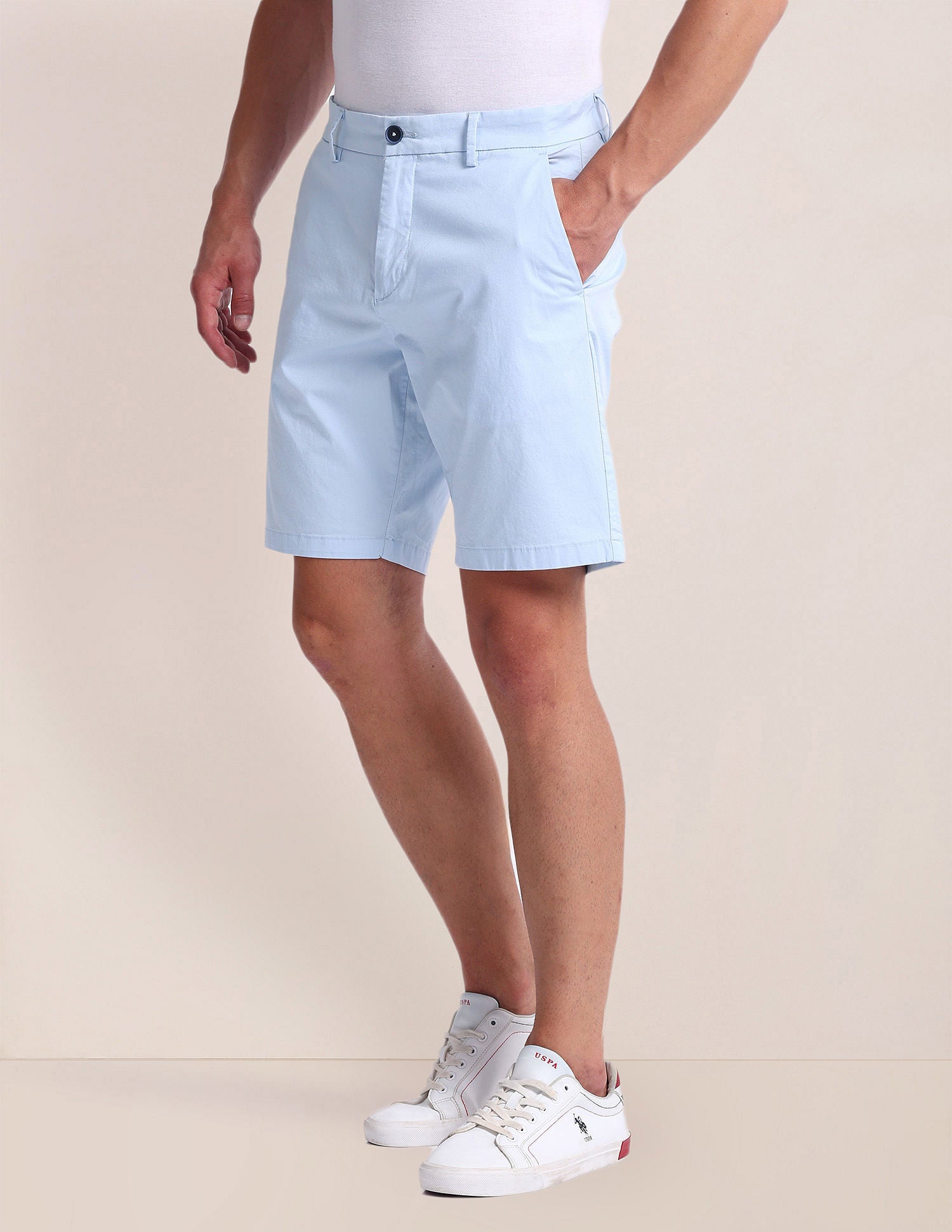 Slim Straight Fit Twill Shorts Blue - U.S. Polo Assn. India | Large