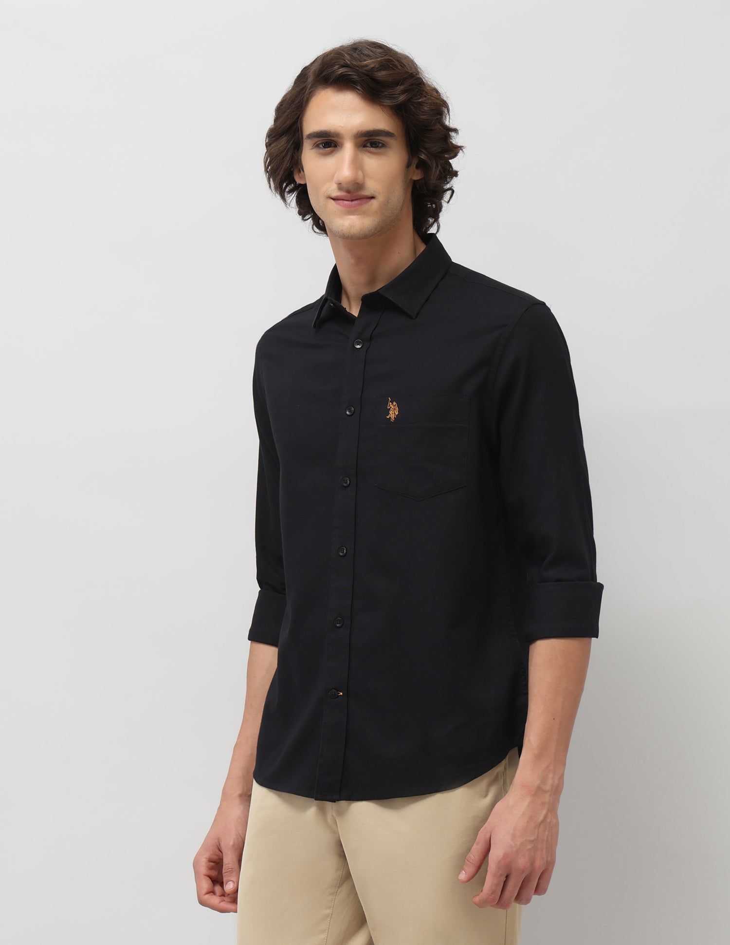 Textured Dobby Shirt Black - U.S. Polo Assn. India | Large