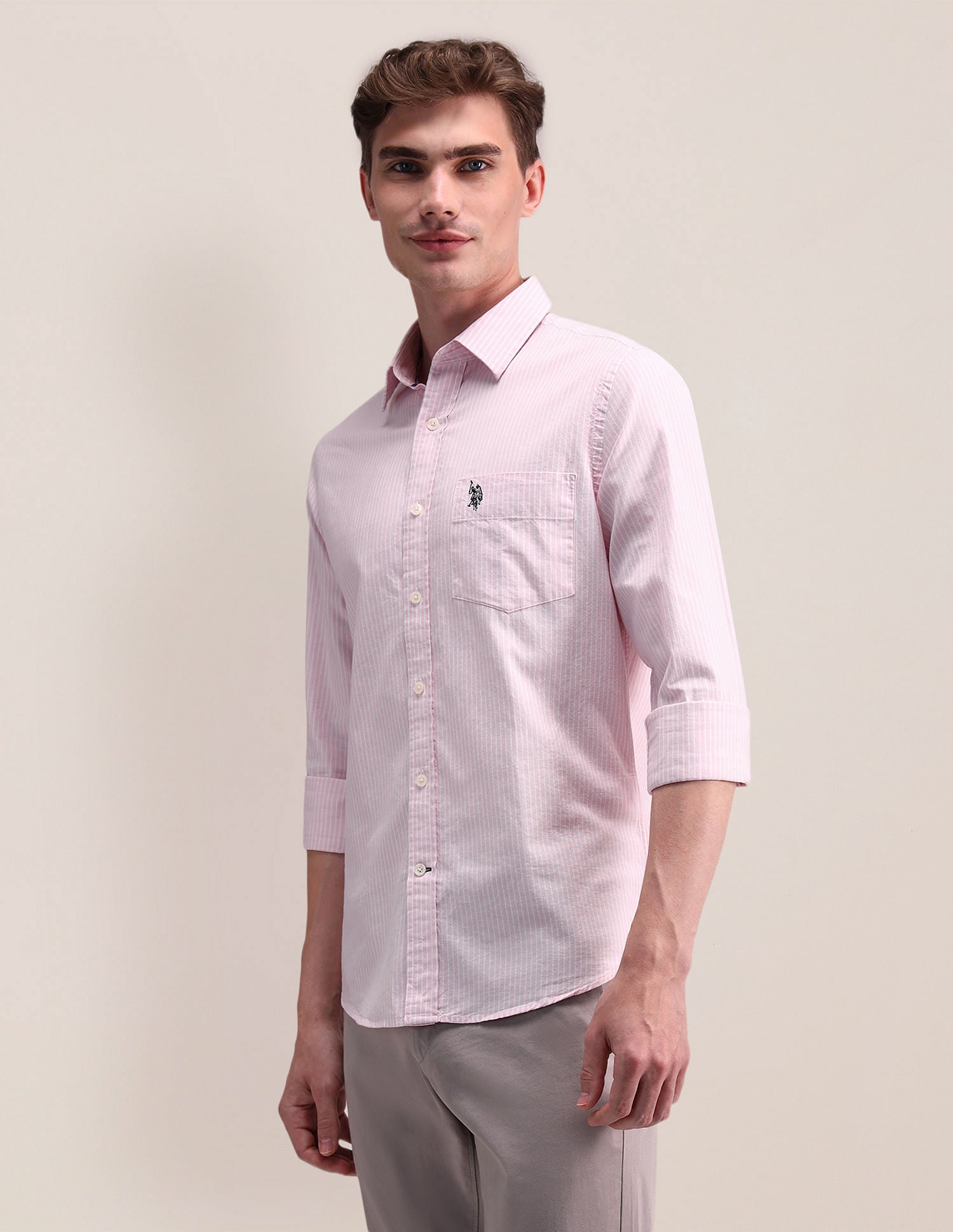 Regular Fit Dobby Shirt Pink - U.S. POLO ASSN. | Large