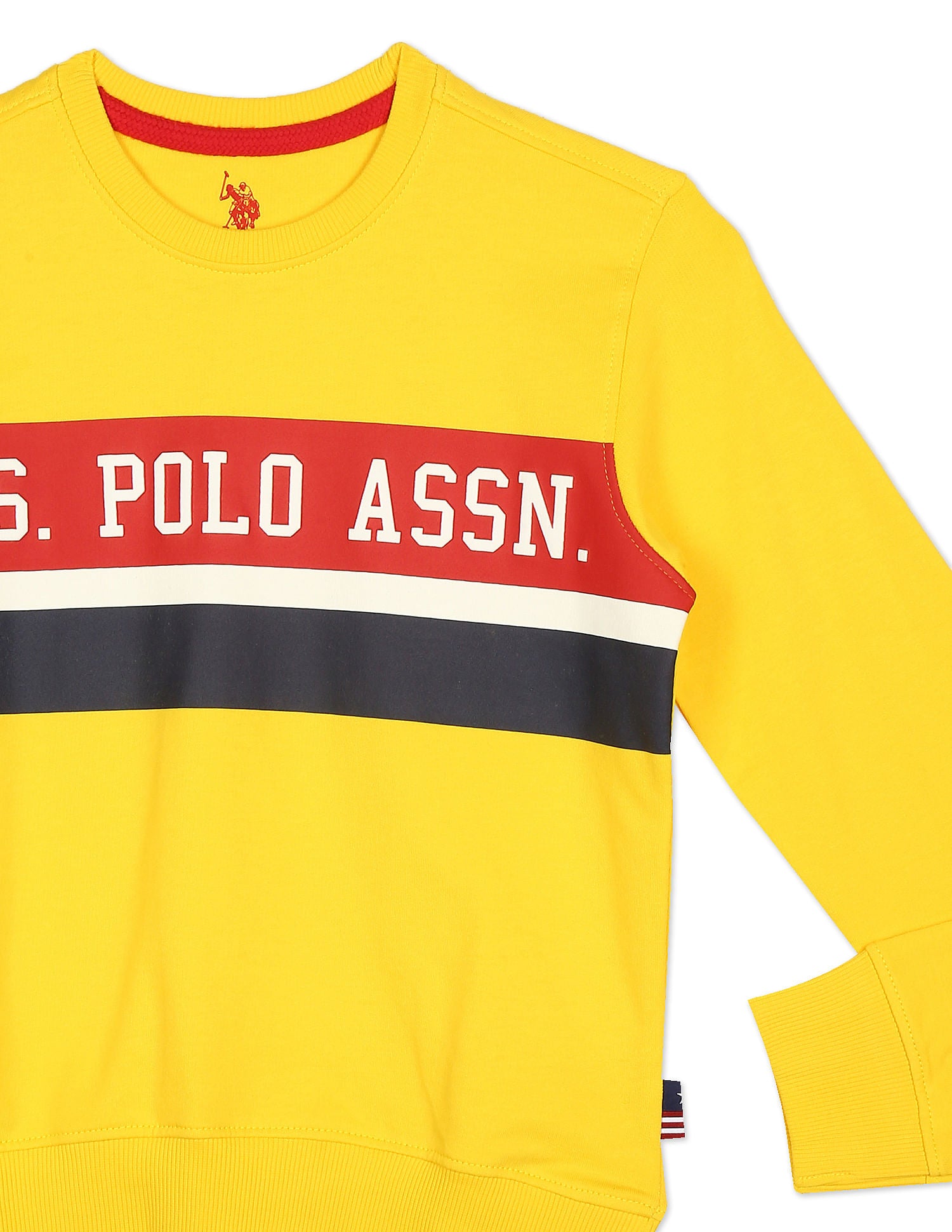 Crew Neck Brand Print Sweatshirt Yellow - U.S. POLO ASSN. | Large
