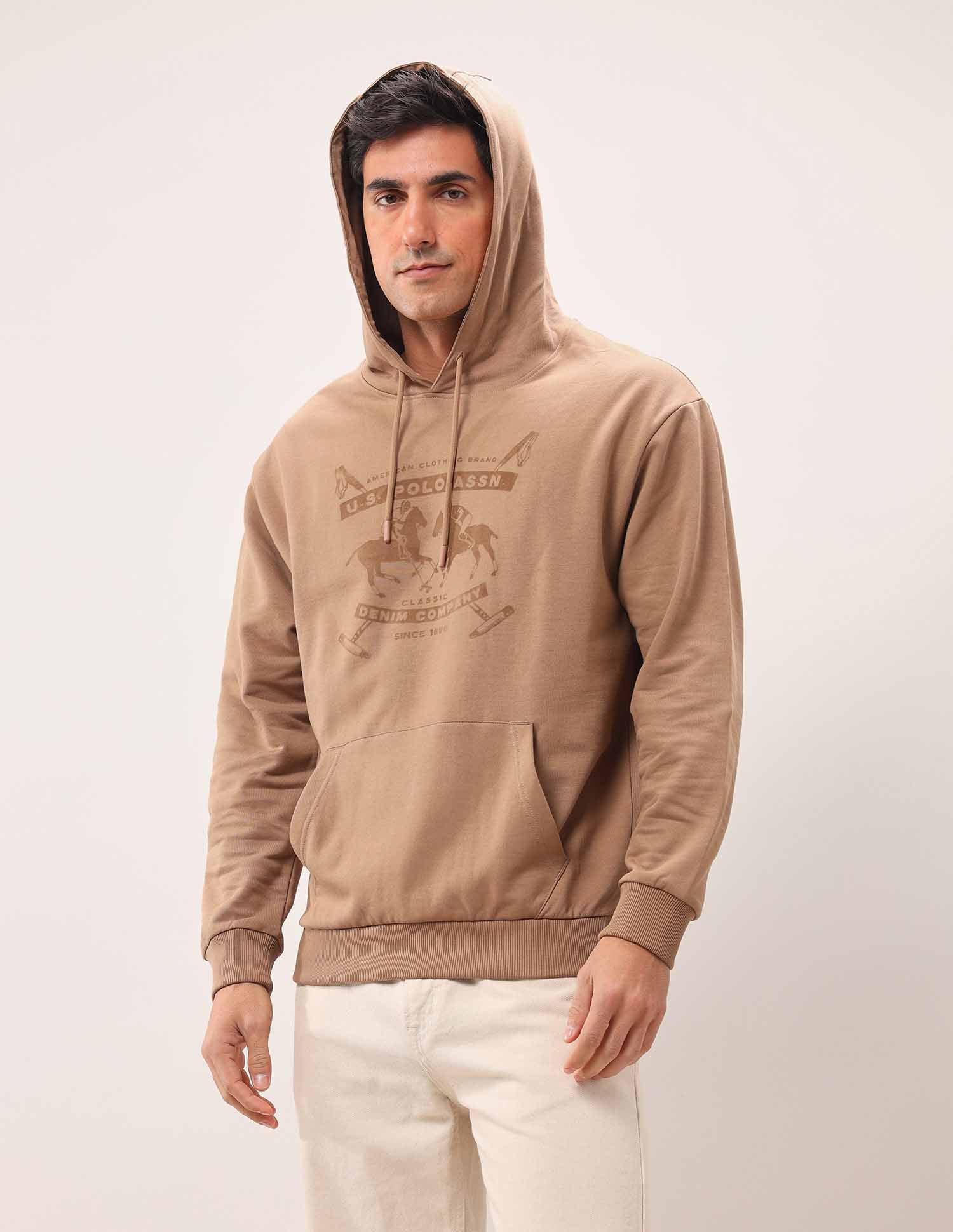 Brand Printed Oversized Fit Sweatshirt Tan - U.S. POLO ASSN. | Large