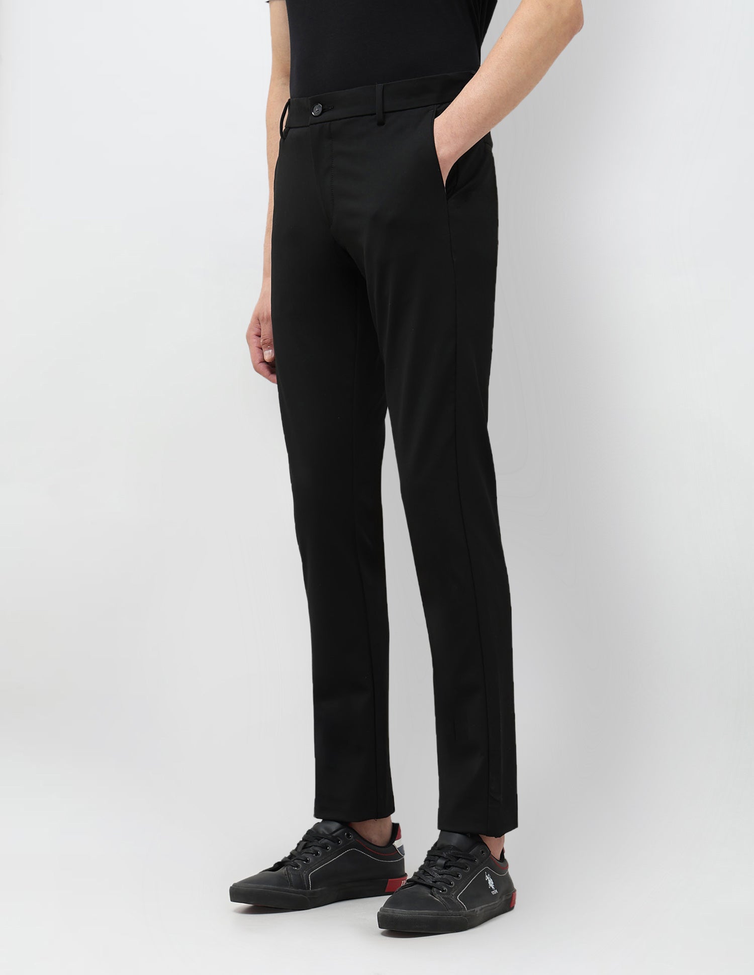 Mid Rise Slim Fit Trousers Black - U.S. POLO ASSN. | Large