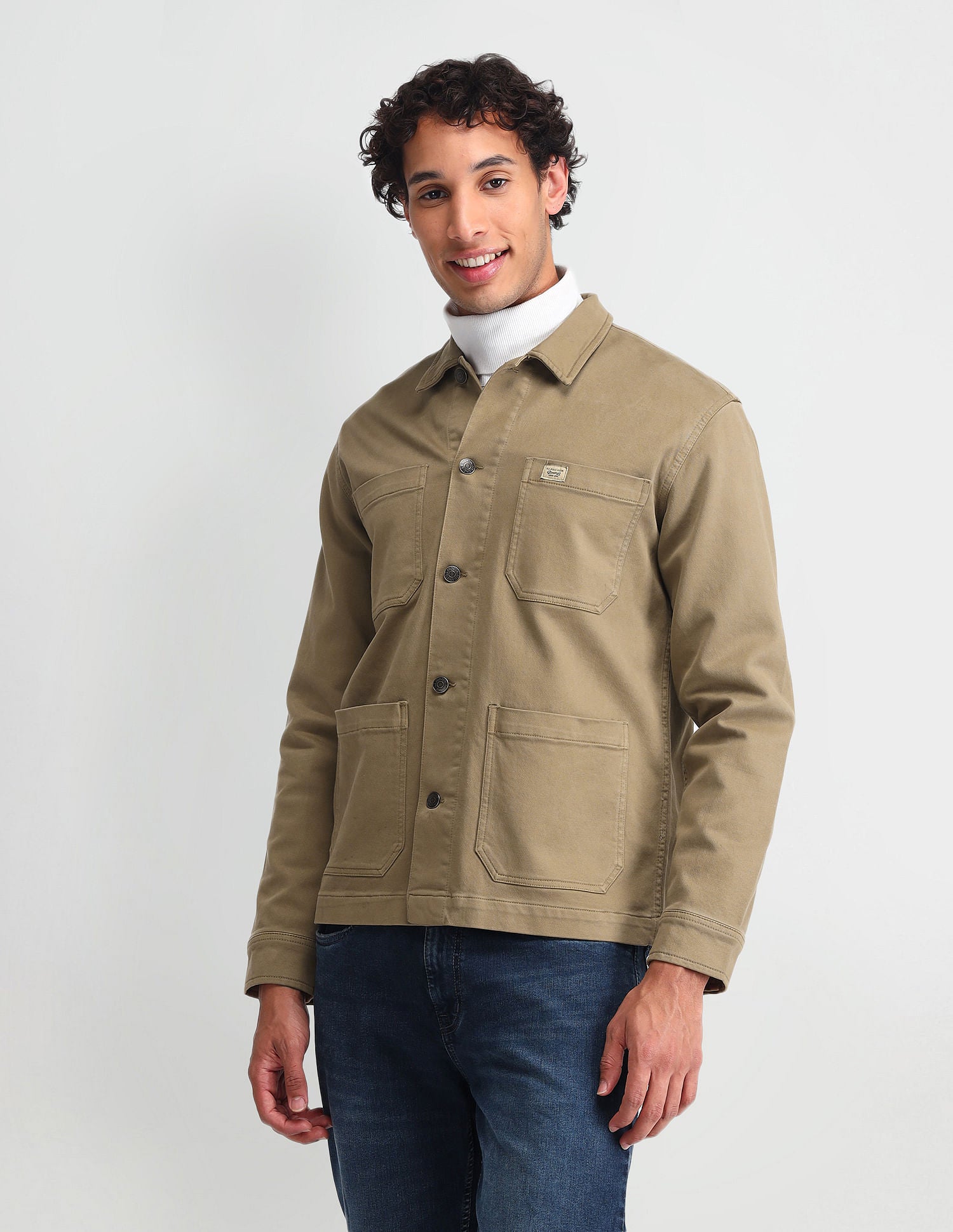 Pure Cotton Solid Jacket Khaki - U.S. POLO ASSN. | Large