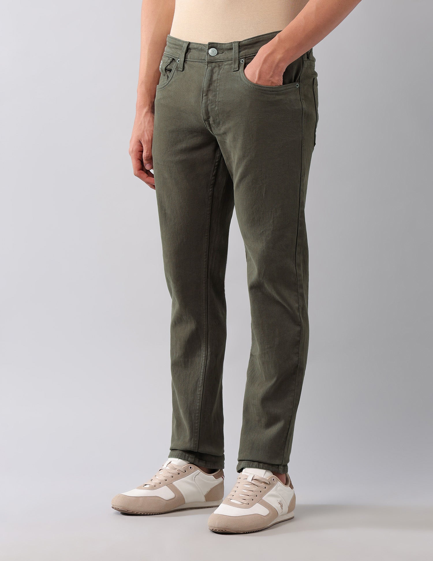 Brandon Slim Tapered Fit Green Jeans Olive - U.S. POLO ASSN. | Large