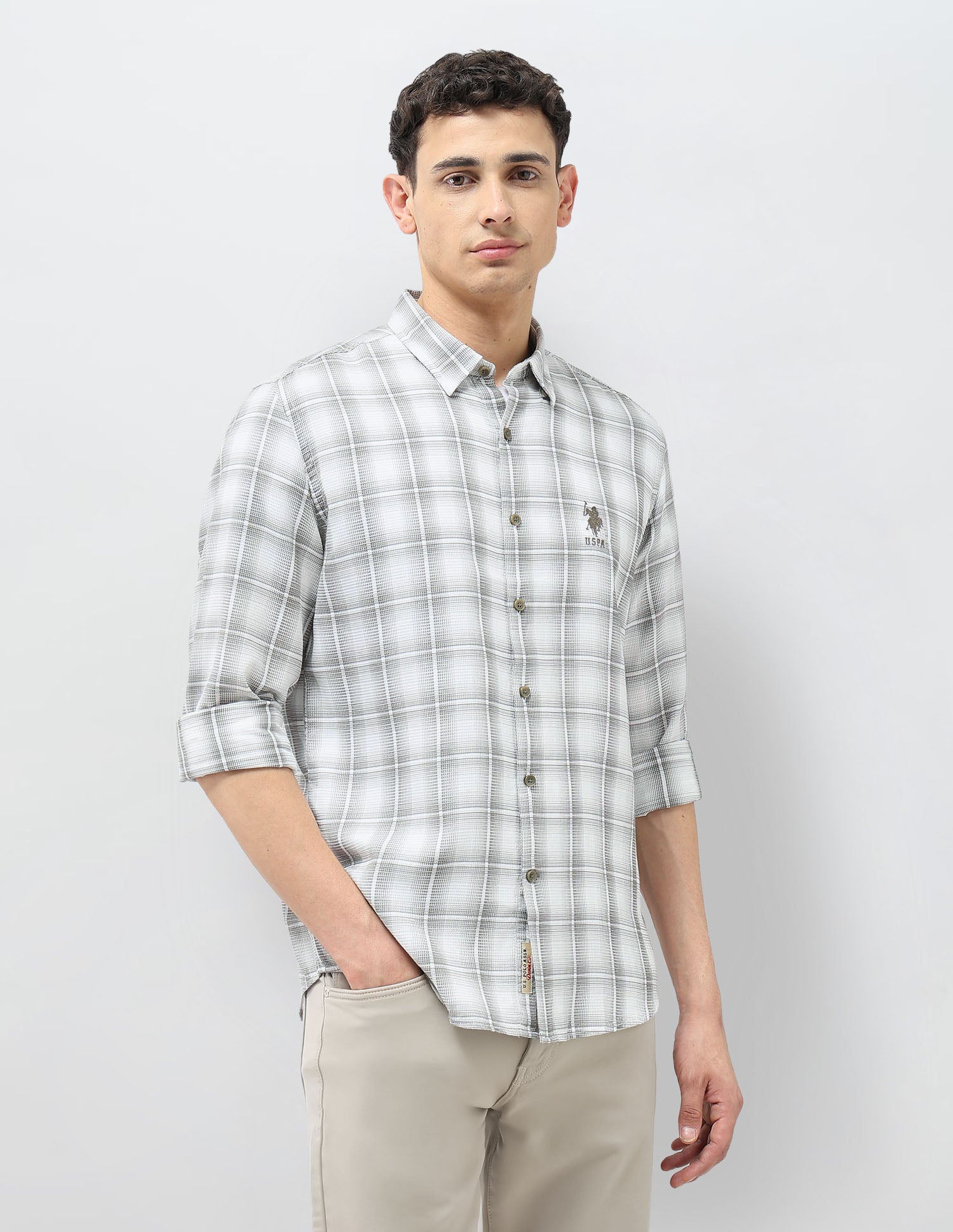 Tartan Checked Regular Fit Shirt Olive - U.S. POLO ASSN. | Large