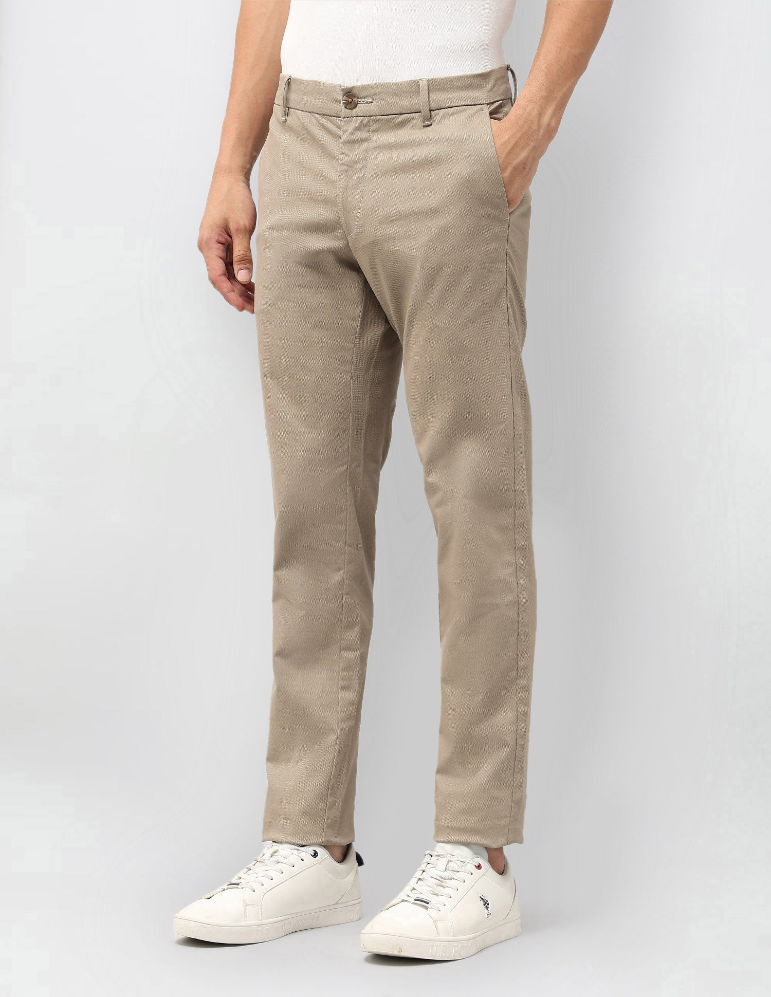 Denver Slim Fit Satin Trousers Khaki - U.S. POLO ASSN. | Large