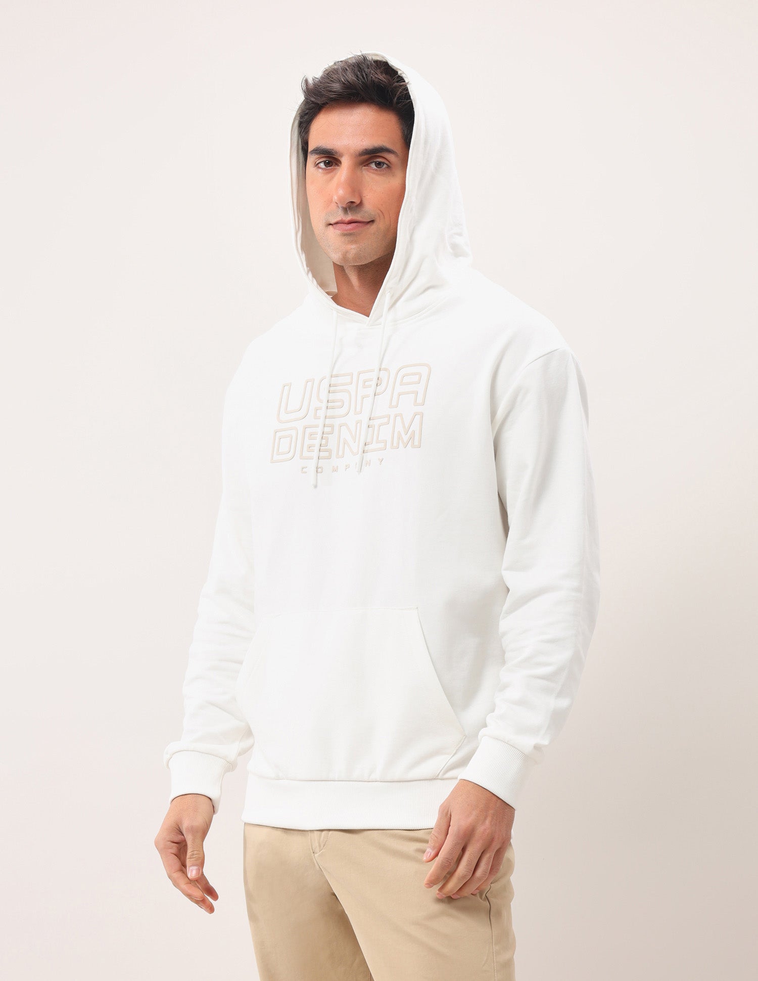 Brand Printed Oversized Fit Sweatshirt Ivory - U.S. Polo Assn. India | Large