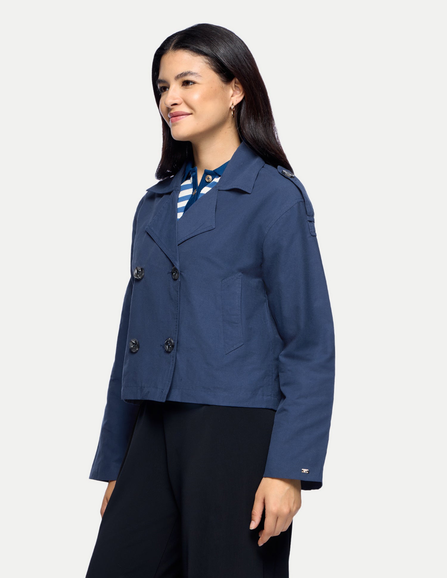 Cropped Boxy Twill Jacket Navy - U.S. Polo Assn. India | Large