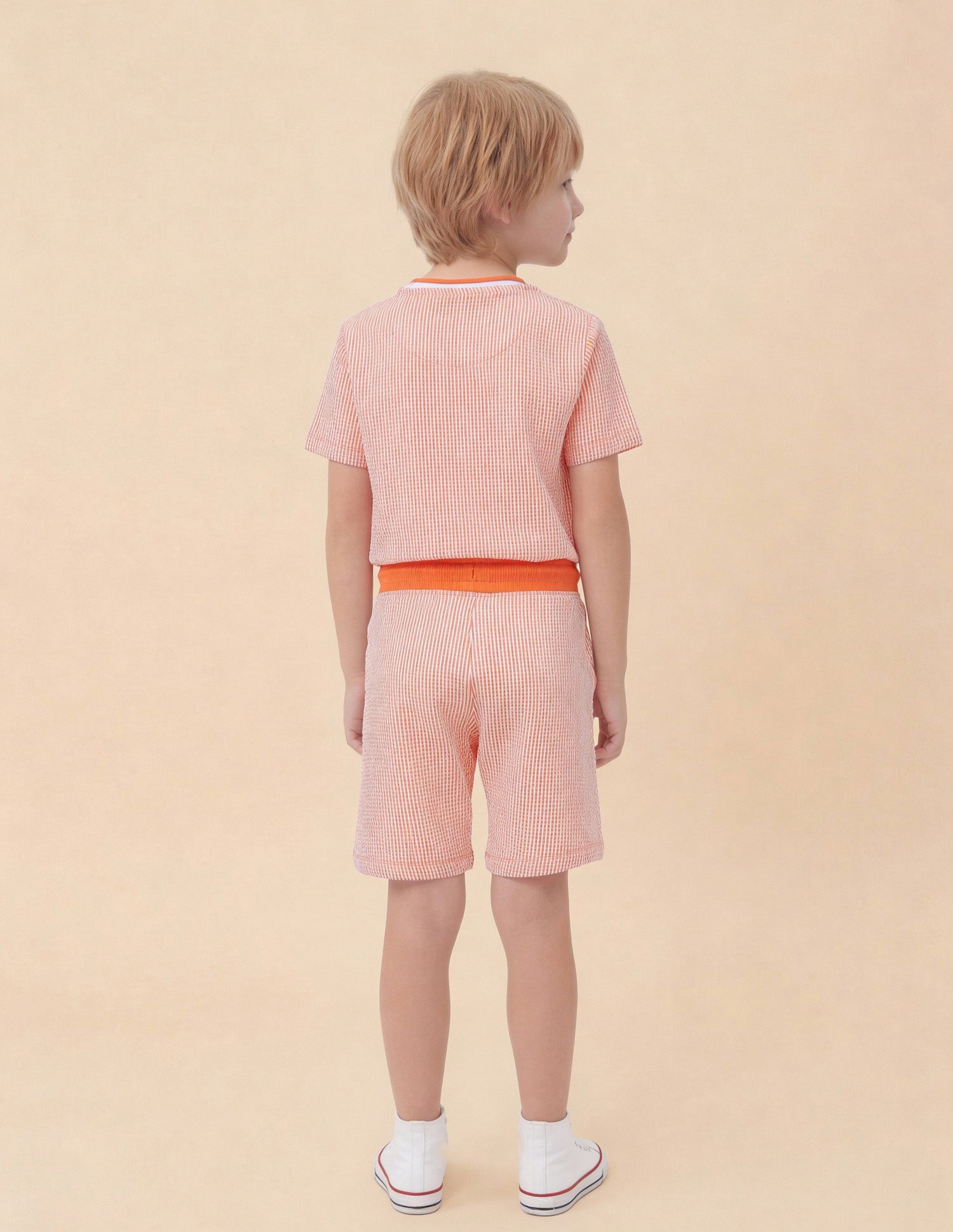 Boys Vertical Striped Regular Fit Shorts Orange - U.S. Polo Assn. India | Large