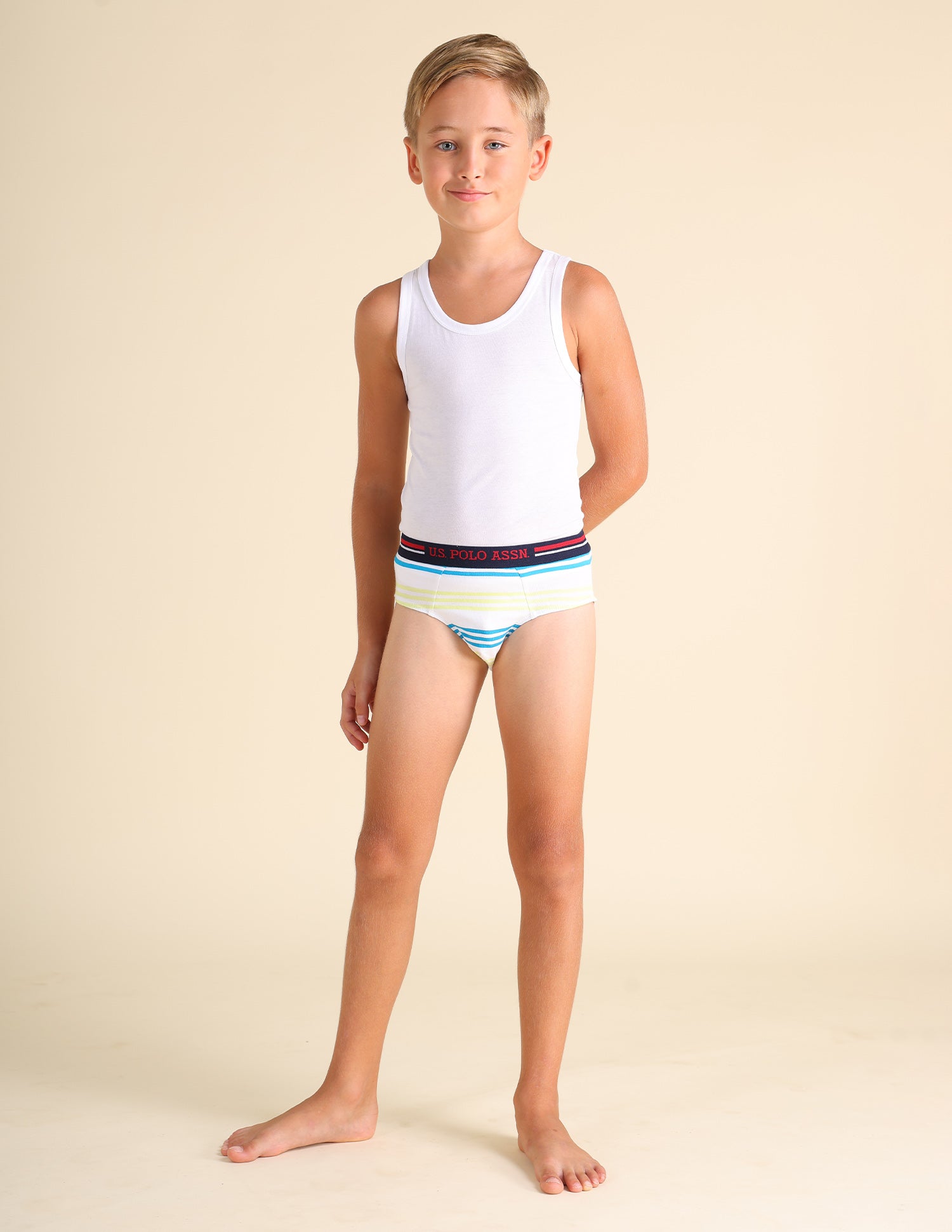 Mid Rise Cotton Spandex EKB03 Briefs - Pack Of 3 White, Lime Green and Yellow - U.S. POLO ASSN. | Large