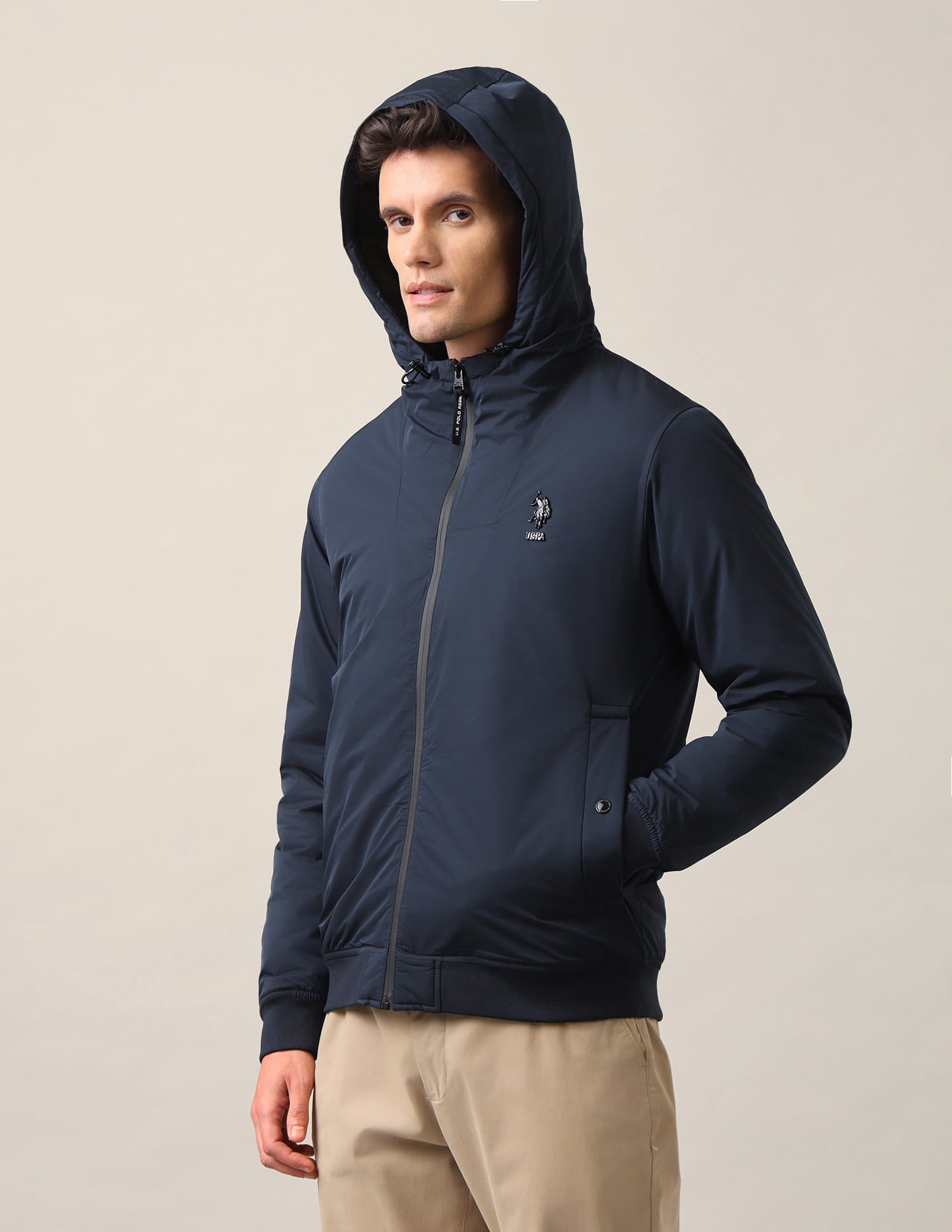 Colour blocked Regular Fit Jacket Navy - U.S. Polo Assn. India | Large