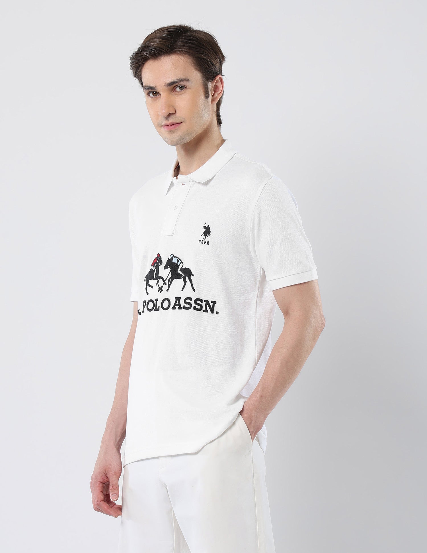 Brand Embroidered 135 Anniversary Polo Shirt White - U.S. Polo Assn. India | Large