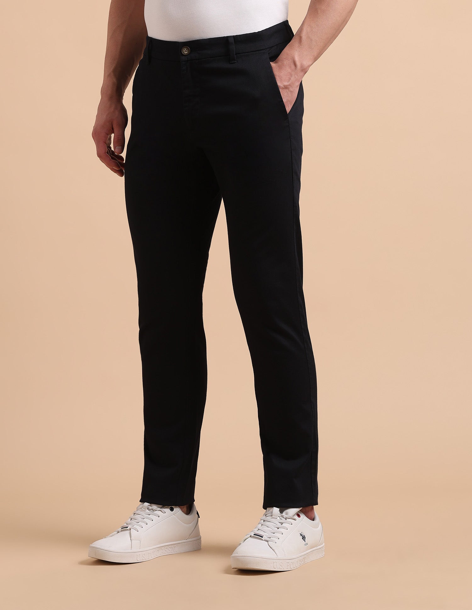 Satin Super Slim Fit Trousers Dark Navy - U.S. POLO ASSN. | Large