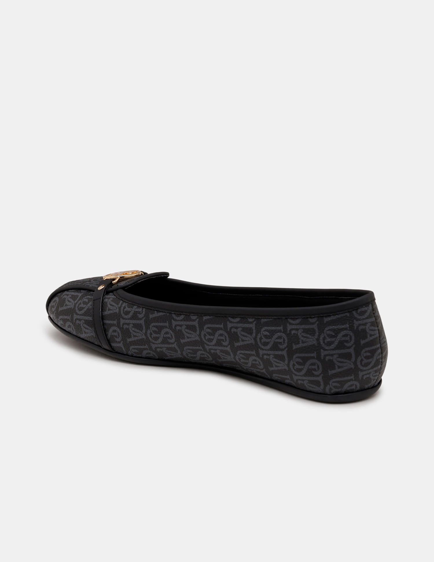 Alina 3.0 Black Monogram Print Ballerinas Black - U.S. Polo Assn. India | Large