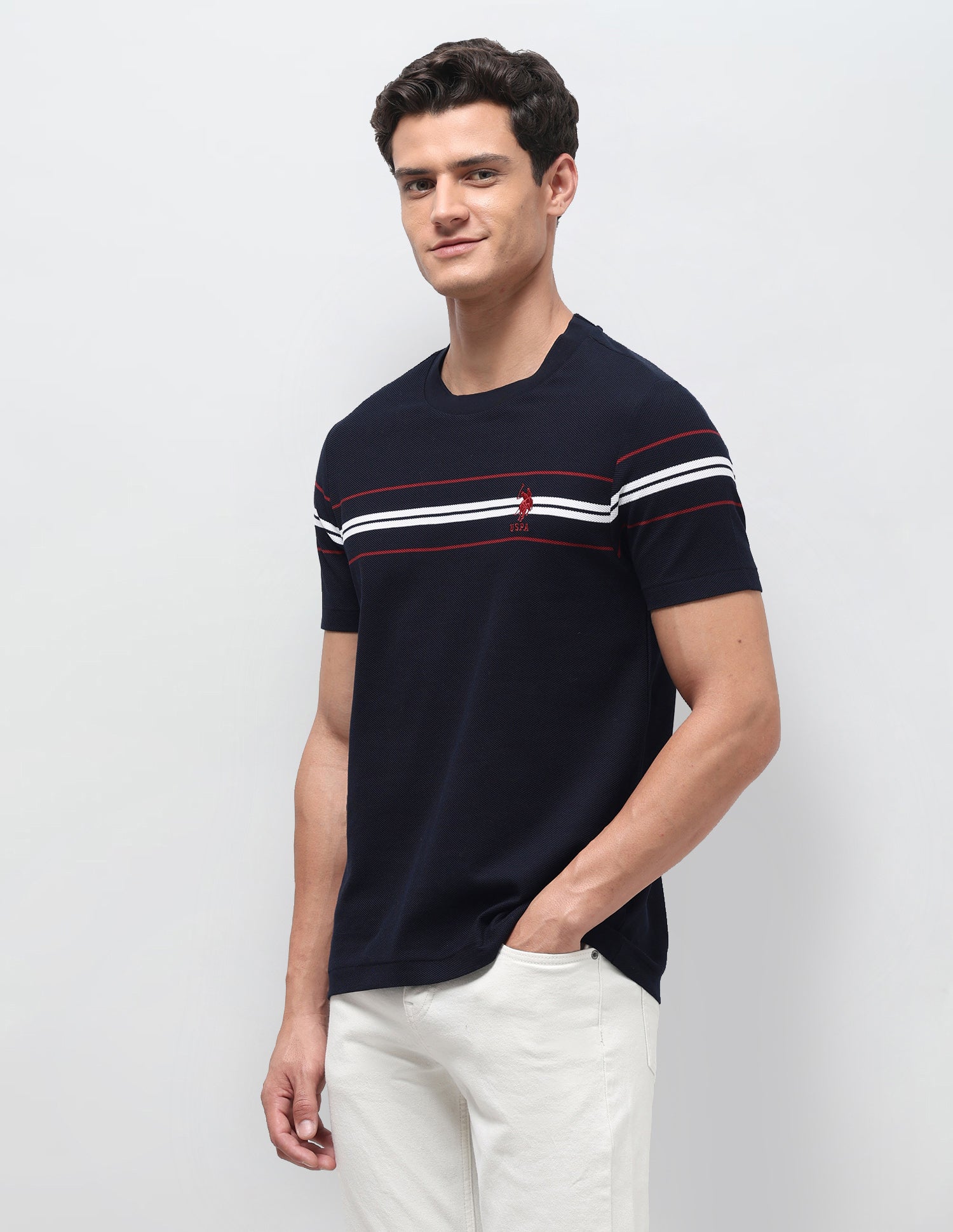 Solid Slim Fit T-Shirt Navy - U.S. Polo Assn. India | Large