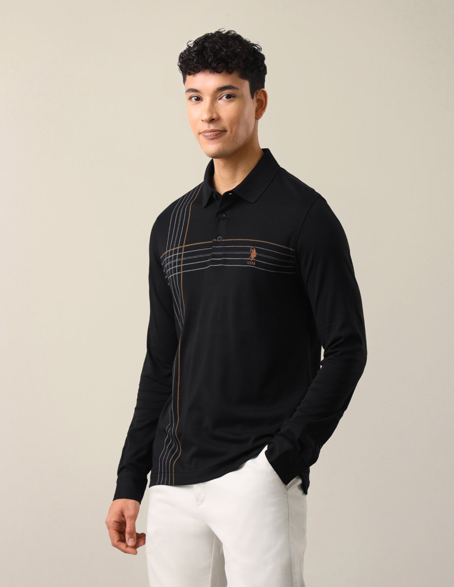 Solid Slim Fit Polo Shirt Black - U.S. Polo Assn. India | Large