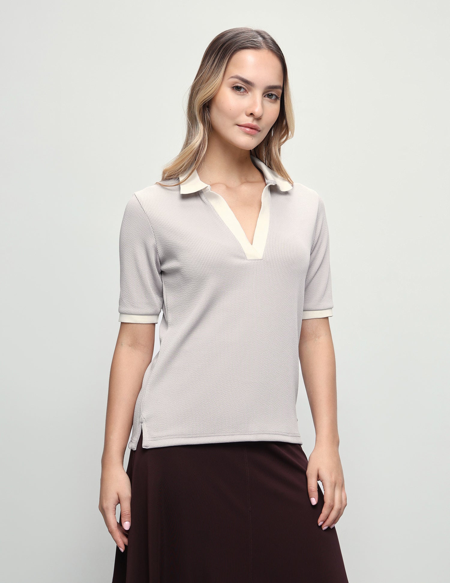 Self Design Vertical Striped Regular Fit Polo Shirt Grey - U.S. Polo Assn. India | Large