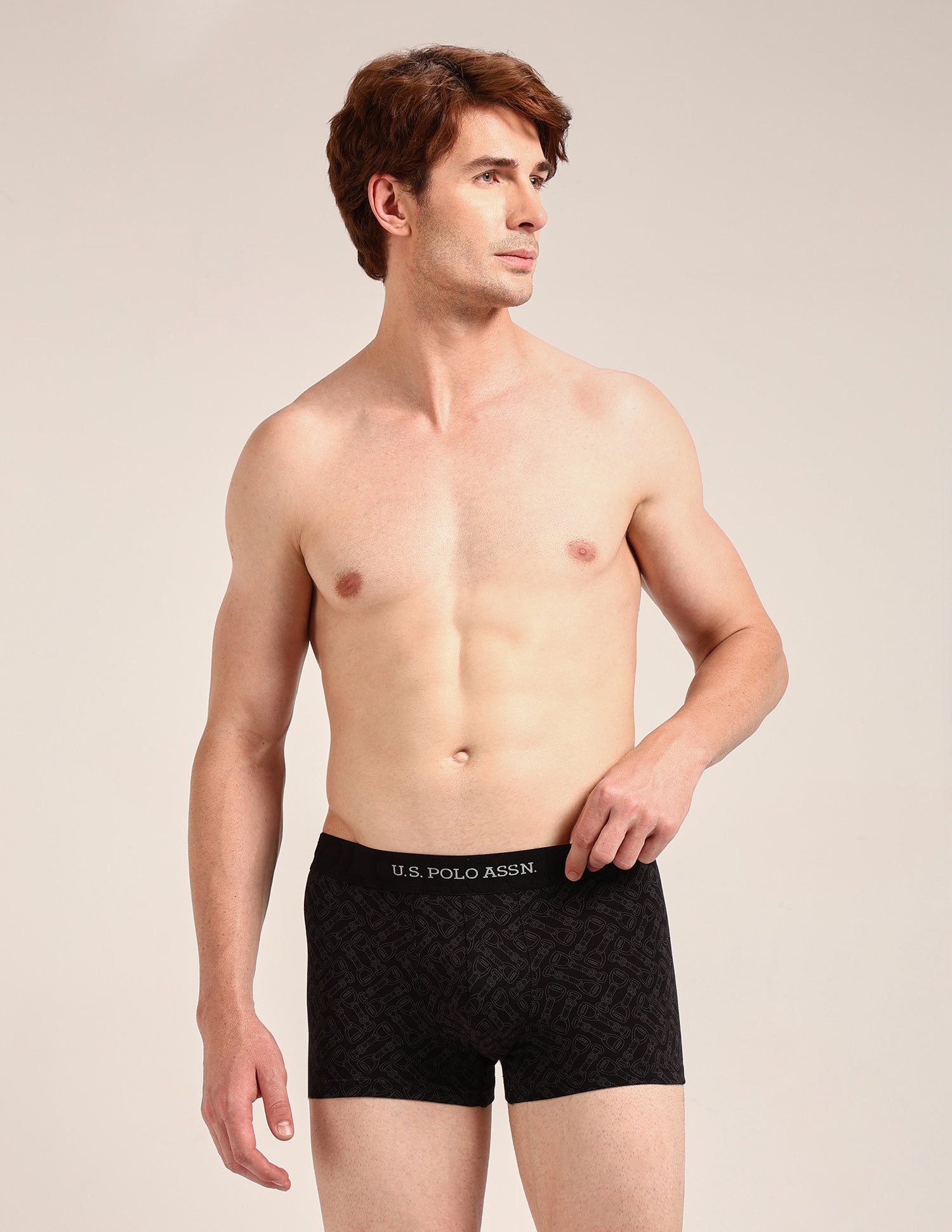 Printed Cotton Stretch Essential OET23 Trunk - Pack Of 2 Black/Flint Grey - U.S. Polo Assn. India | Large