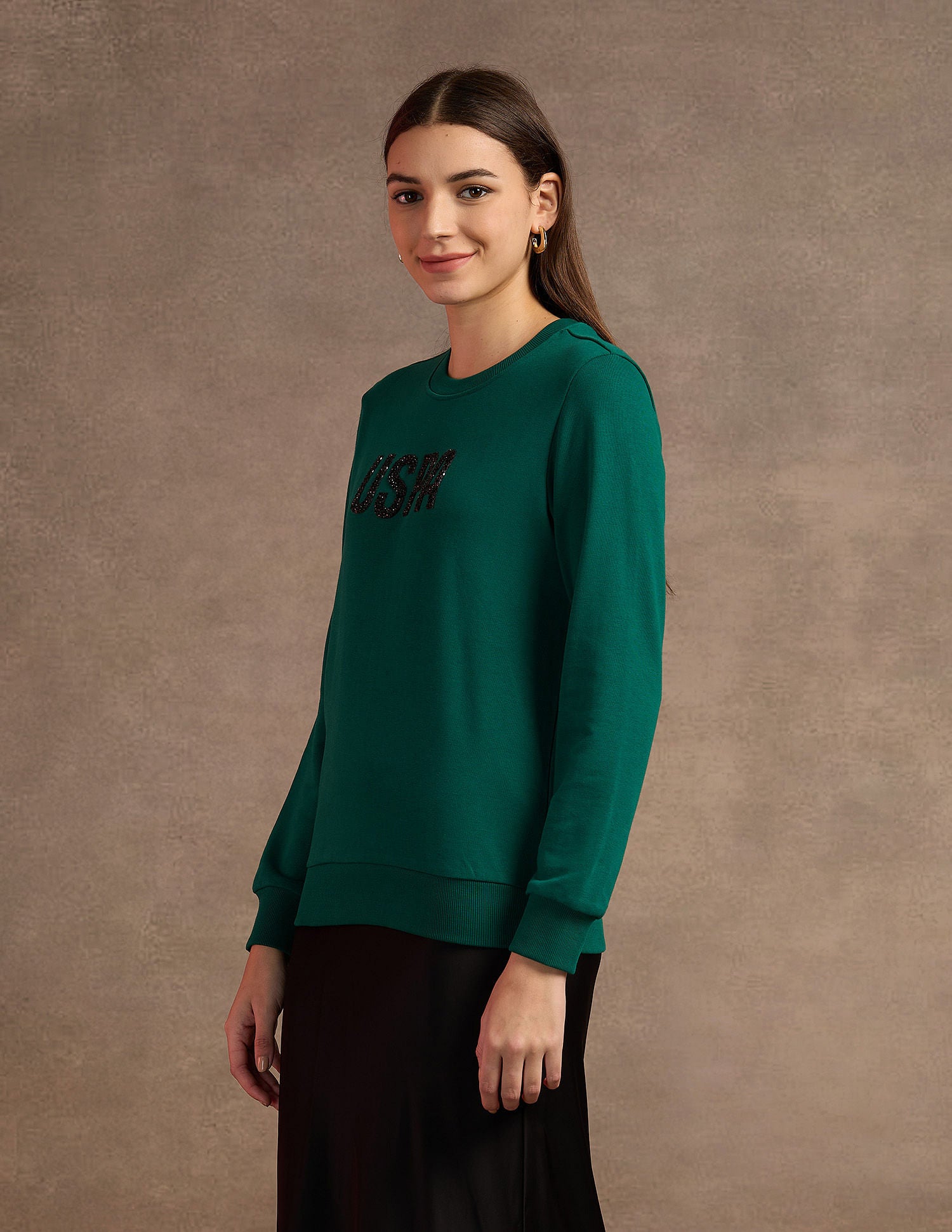 Drop Shoulder Tipped Sweatshirt Dark Green - U.S. POLO ASSN. | Large
