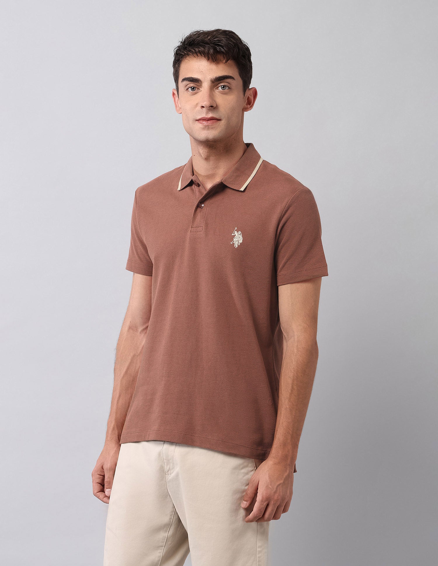 Pure Cotton Muscle Fit Polo Shirt Rust - U.S. Polo Assn. India | Large